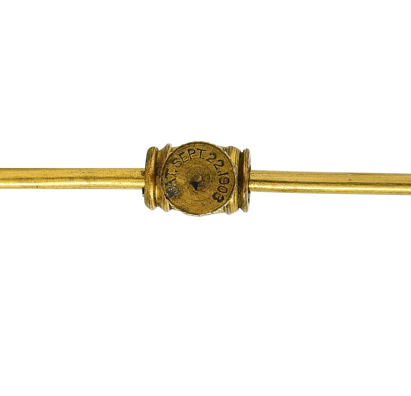 Victorian Ancient Carthaginian Zeus Coin 18 Karat Yellow Gold Antique Stickpin