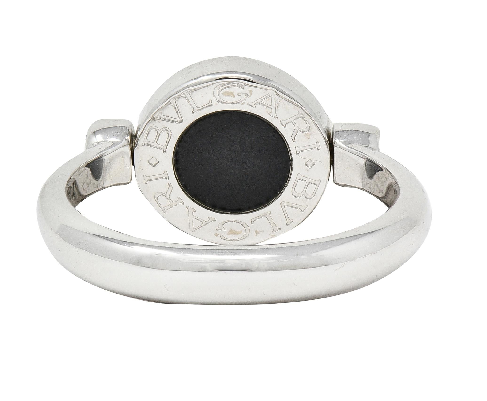 Bulgari Diamond Onyx 18 Karat White Gold Flip Signet Ring