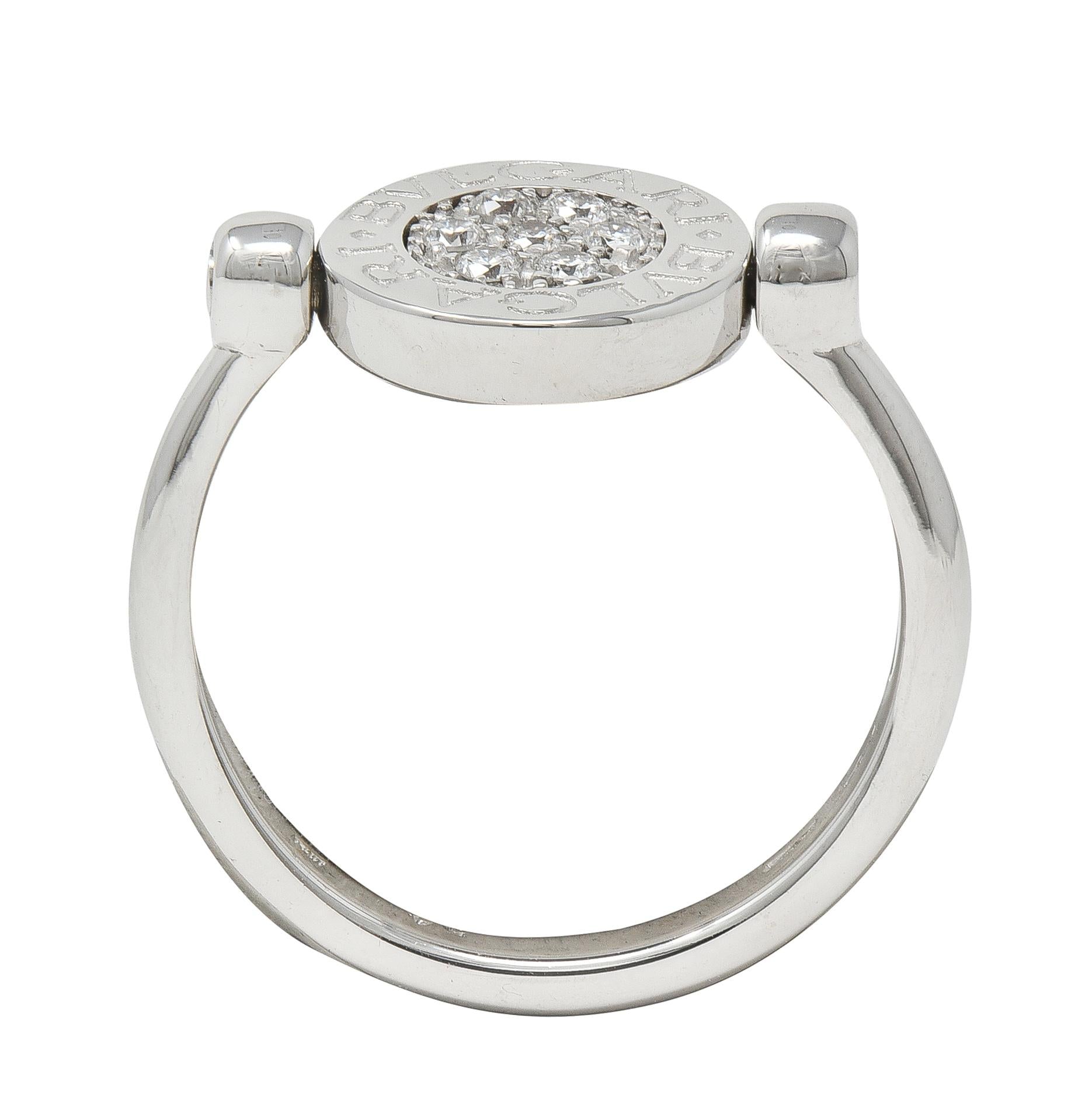 Bulgari Diamond Onyx 18 Karat White Gold Flip Signet Ring