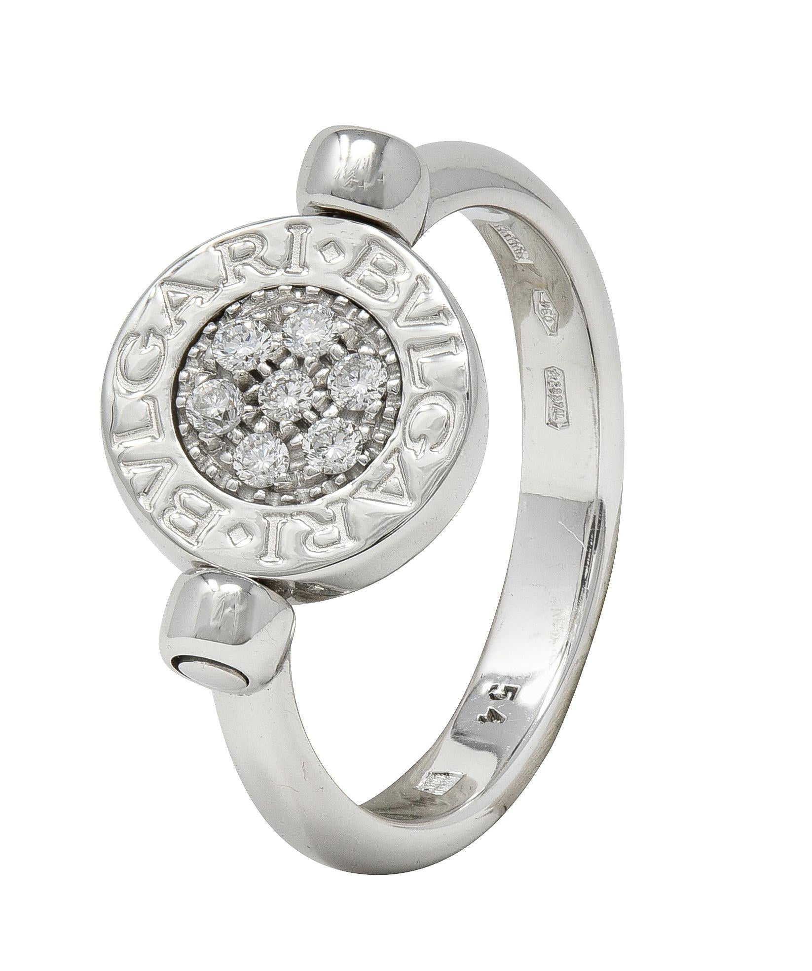 Bulgari Diamond Onyx 18 Karat White Gold Flip Signet Ring