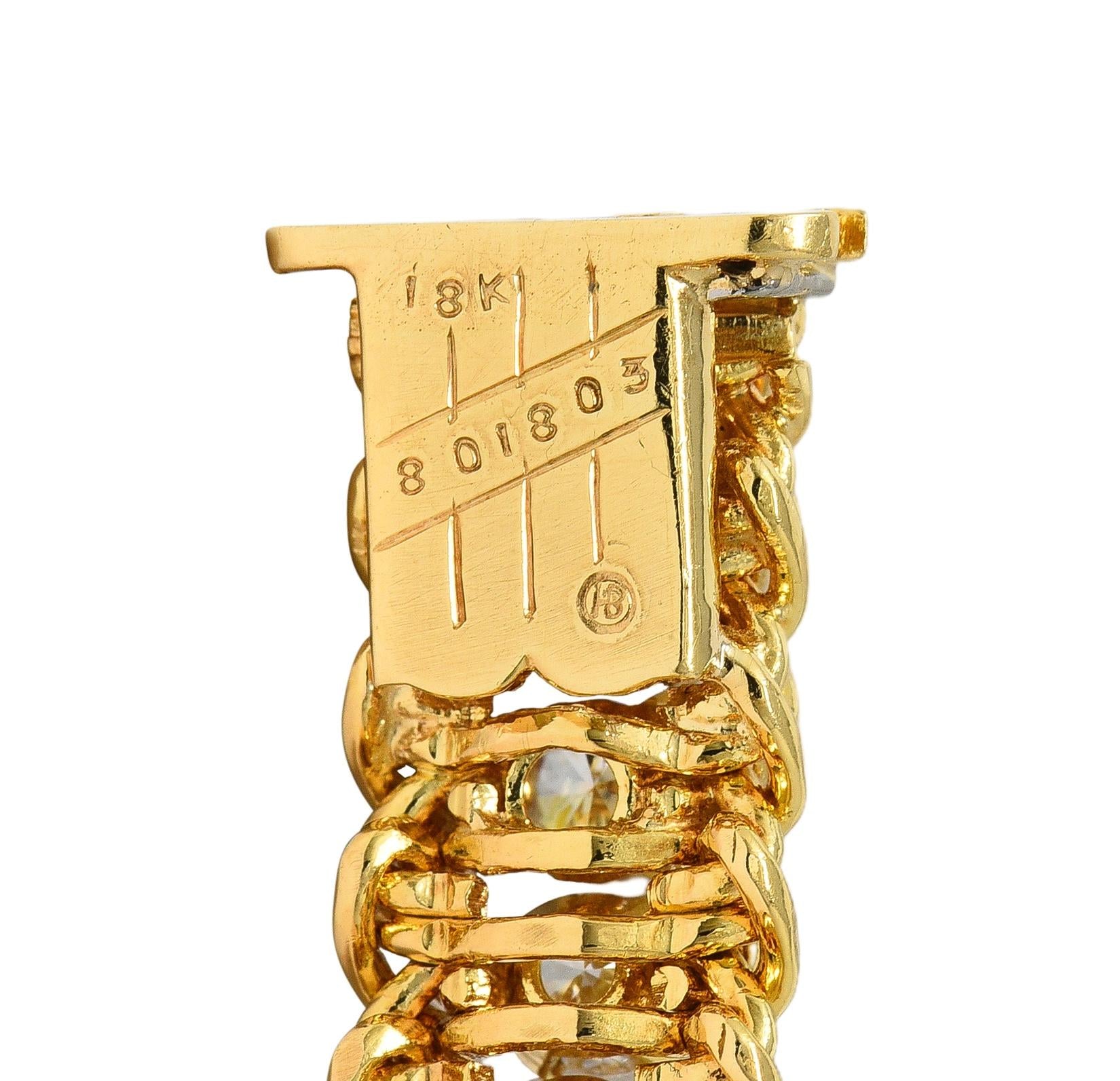 Oscar Heyman 5.80 CTW Diamond 18 Karat Yellow Gold Vintage Woven Line Bracelet