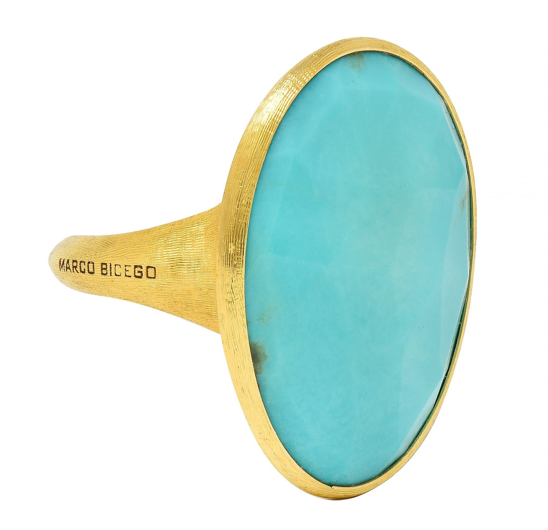 Marco Bicego Contemporary Turquoise 18 Karat Yellow Gold Lunaria Bezel Ring