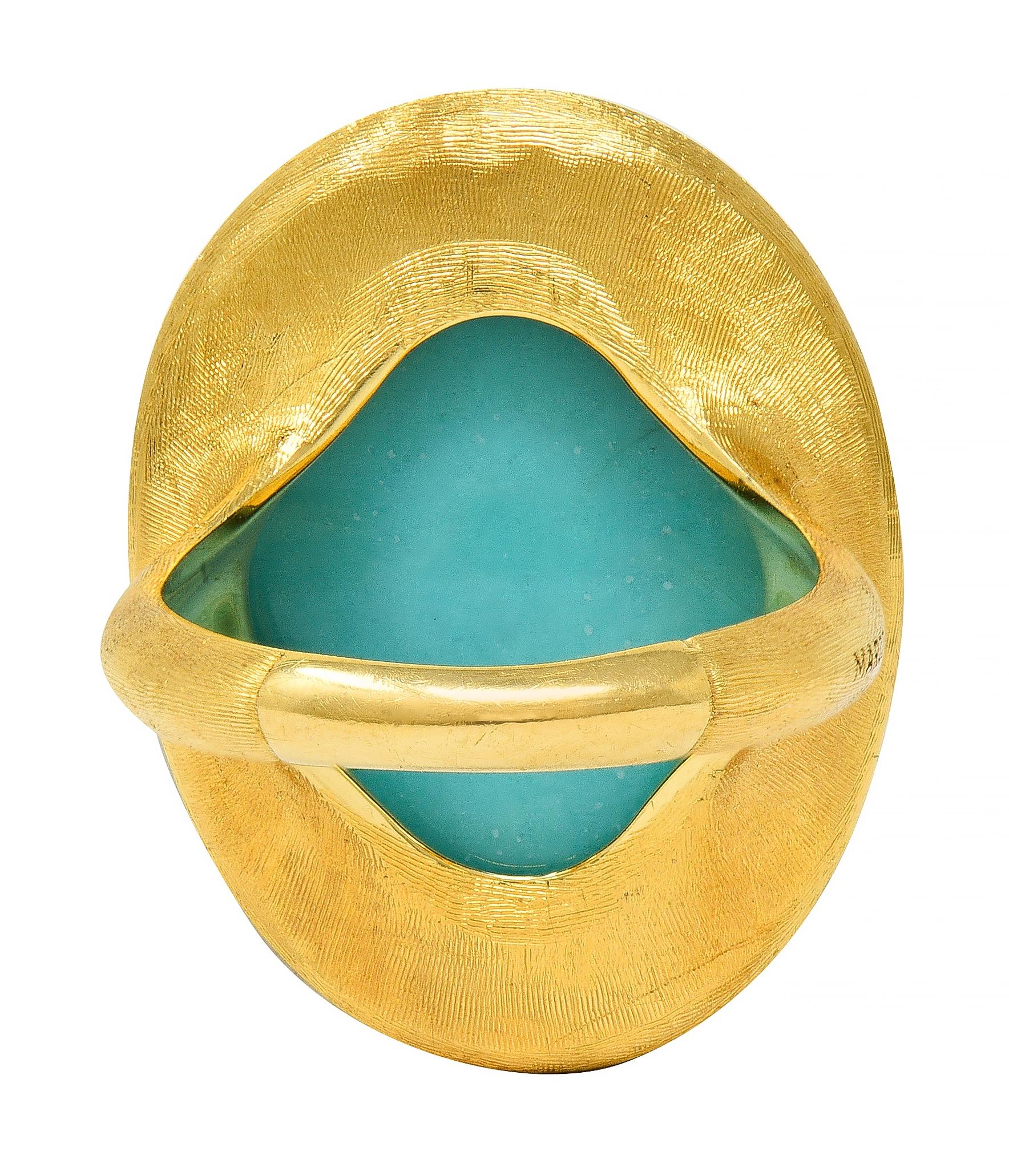 Marco Bicego Contemporary Turquoise 18 Karat Yellow Gold Lunaria Bezel Ring