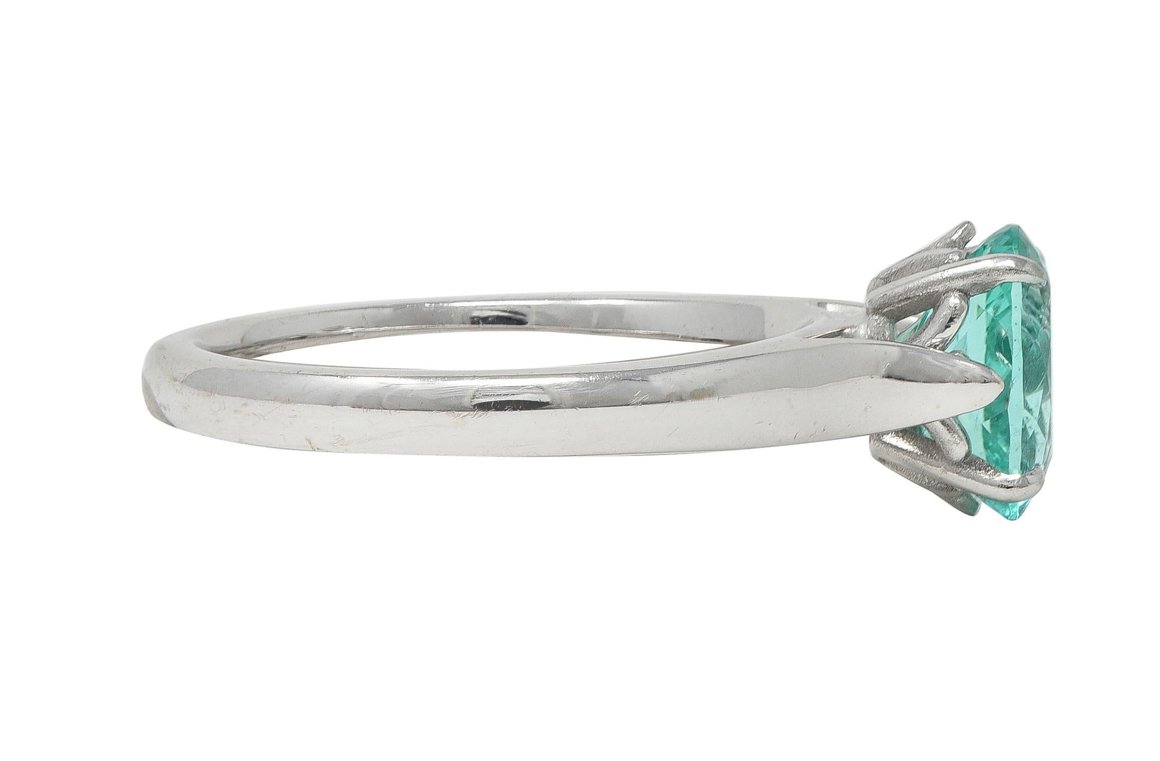 Paraiba Tourmaline 18 Karat White Gold Solitaire Gemstone Ring GIA