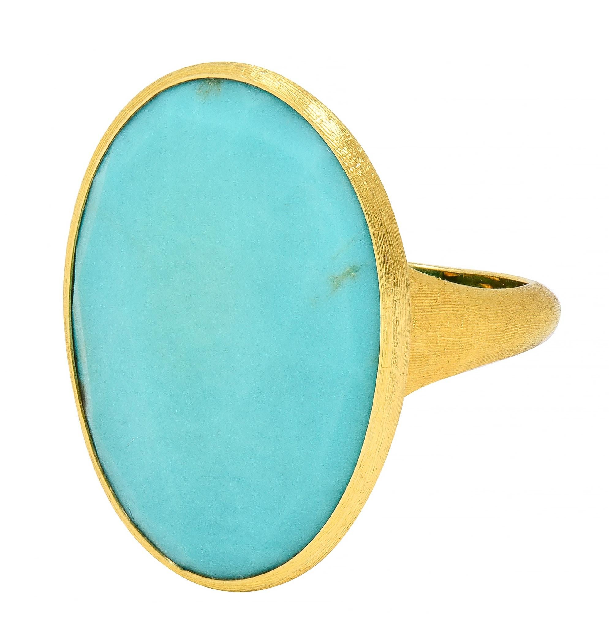 Marco Bicego Contemporary Turquoise 18 Karat Yellow Gold Lunaria Bezel Ring