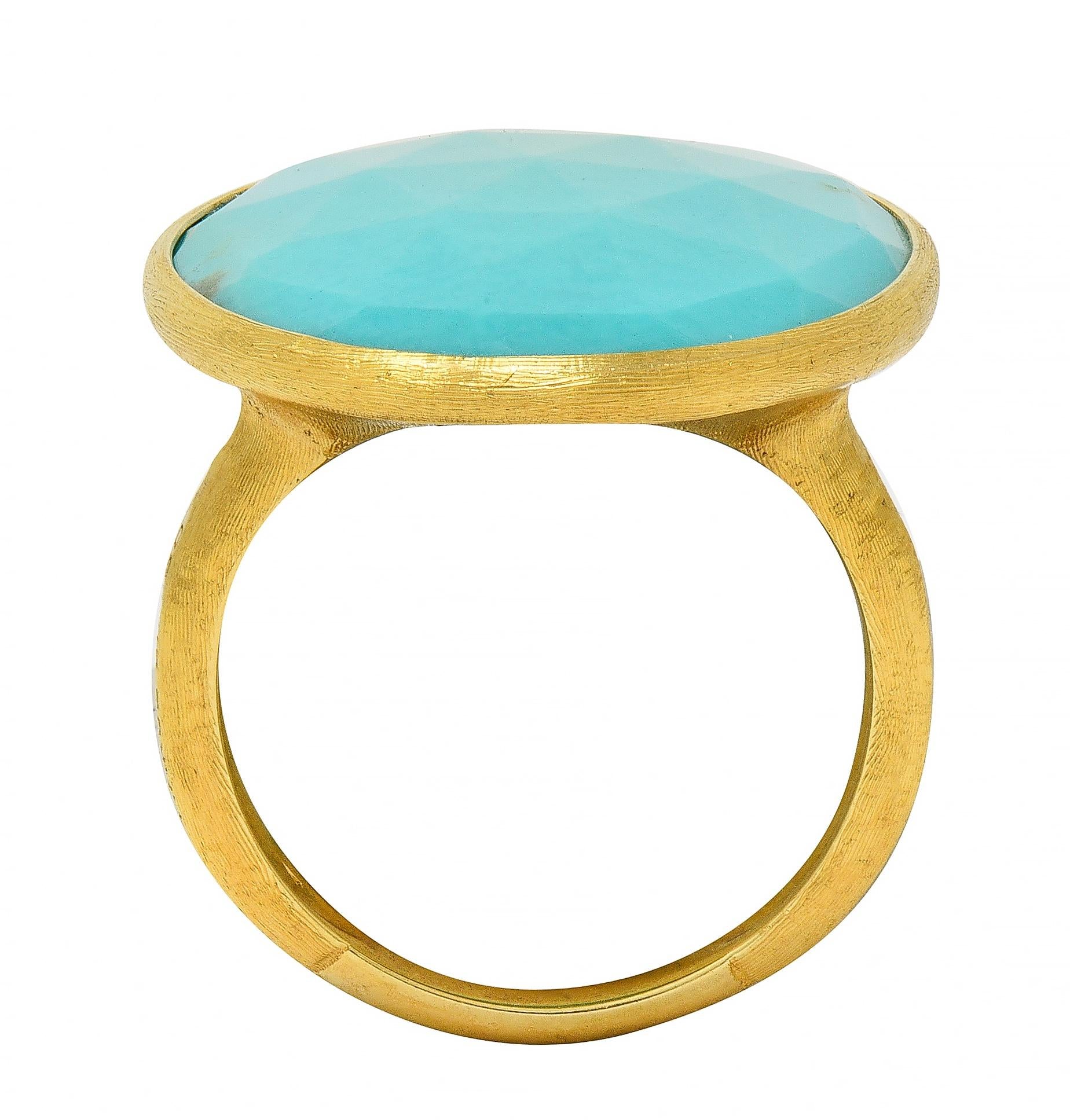 Marco Bicego Contemporary Turquoise 18 Karat Yellow Gold Lunaria Bezel Ring