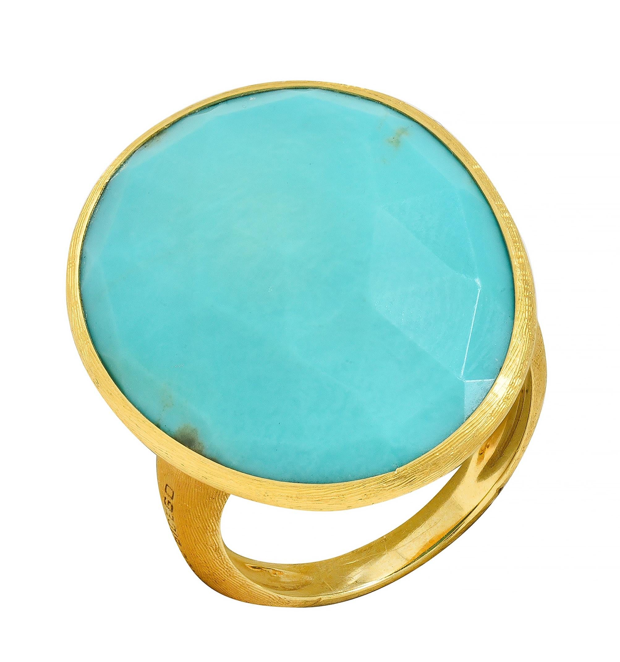 Marco Bicego Contemporary Turquoise 18 Karat Yellow Gold Lunaria Bezel Ring