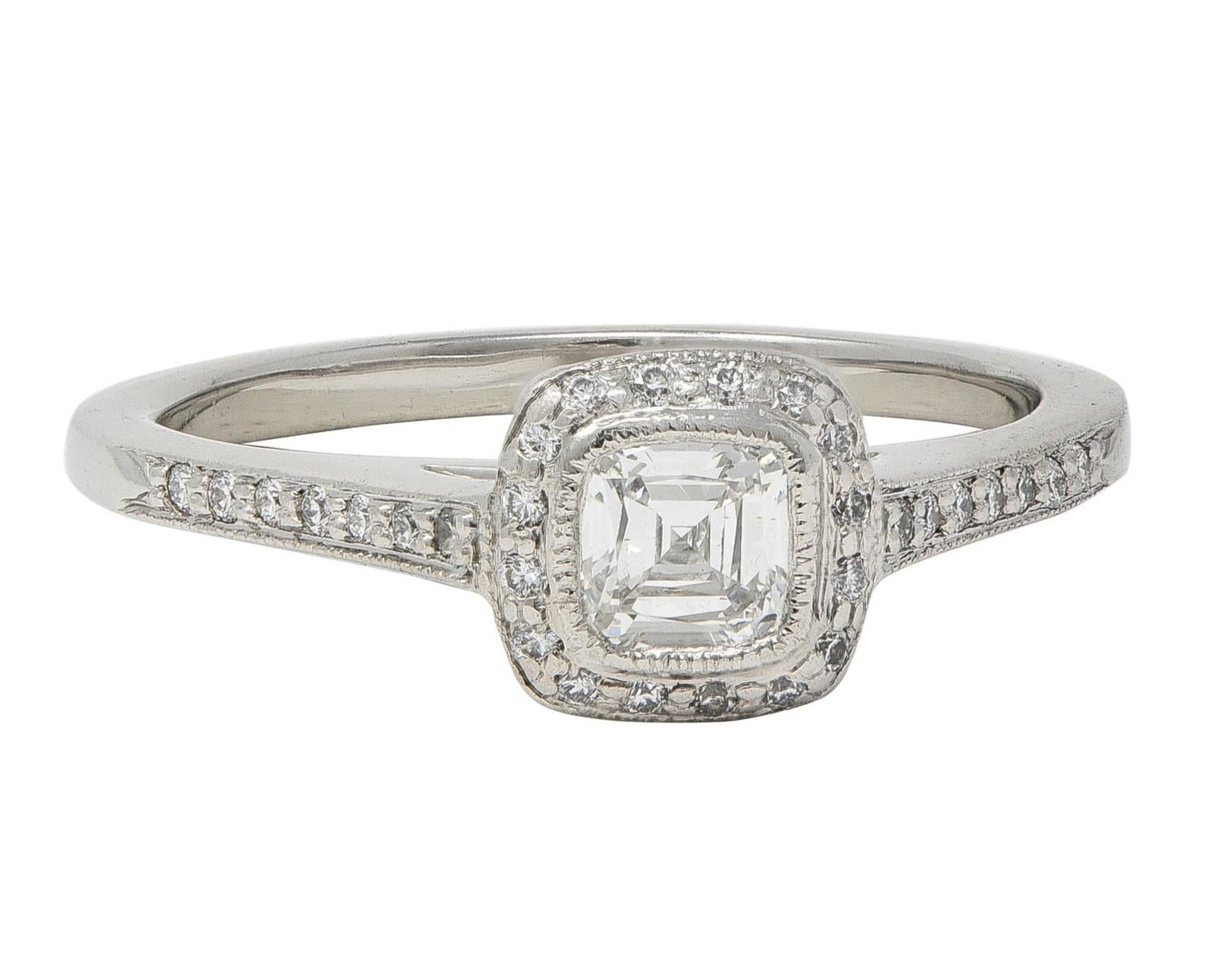 Tiffany & Co 2000's 0.59 CTW Diamond Platinum Legacy Halo Engagement Ring