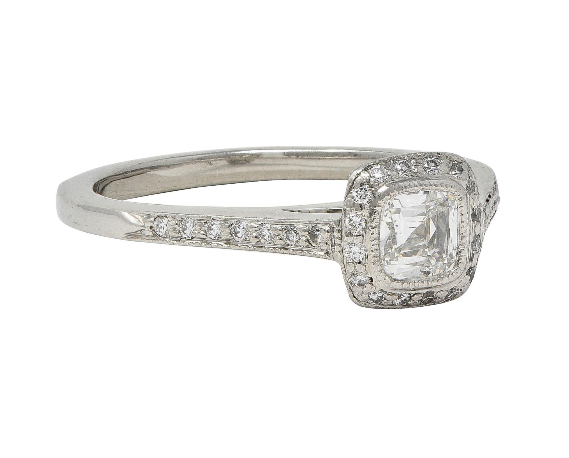 Tiffany & Co 2000's 0.59 CTW Diamond Platinum Legacy Halo Engagement Ring