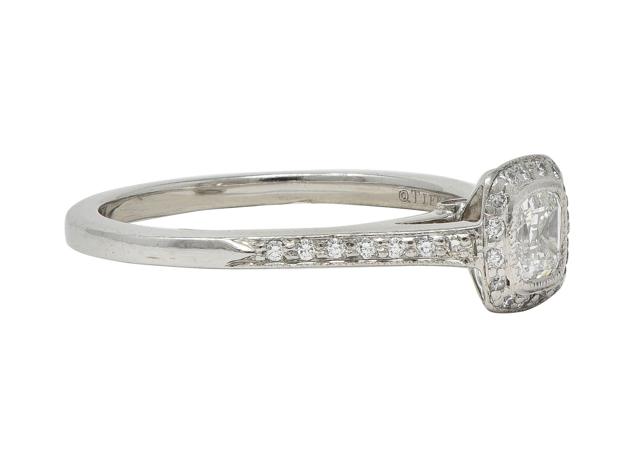 Tiffany & Co 2000's 0.59 CTW Diamond Platinum Legacy Halo Engagement Ring