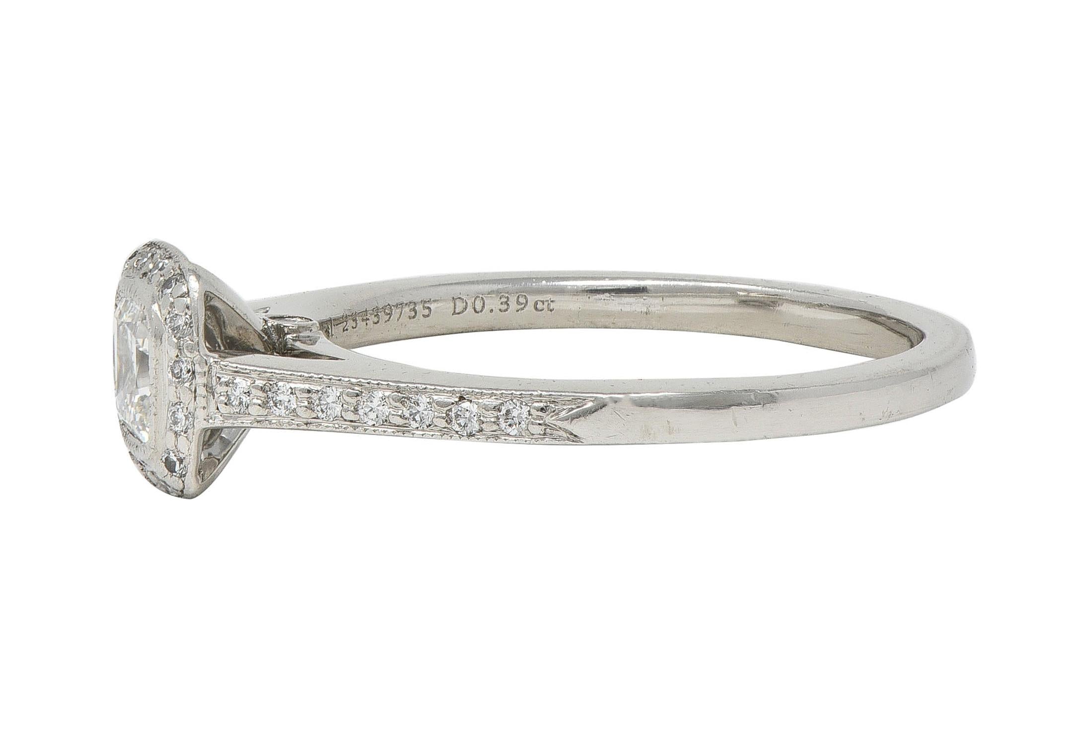 Tiffany & Co 2000's 0.59 CTW Diamond Platinum Legacy Halo Engagement Ring