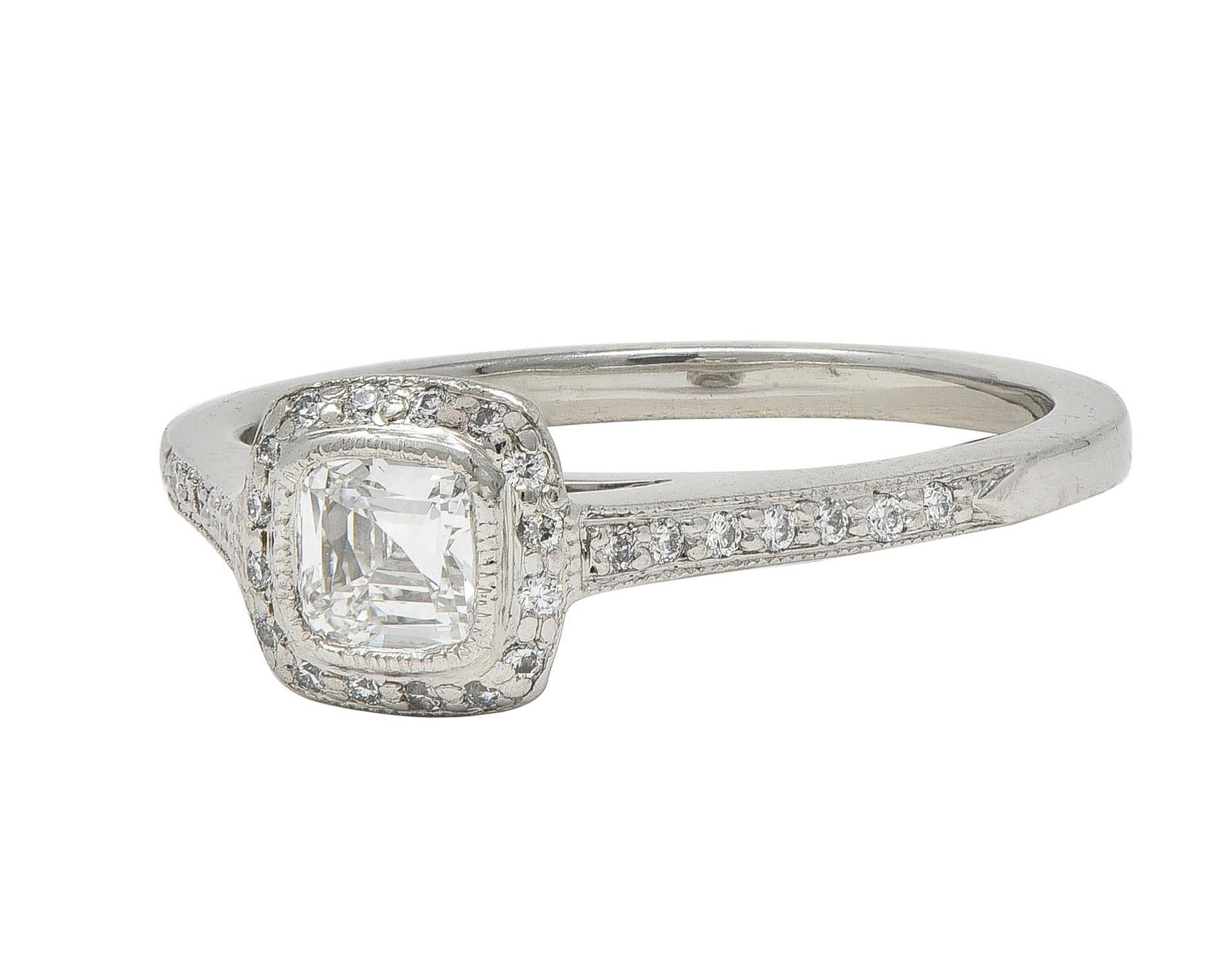 Tiffany & Co 2000's 0.59 CTW Diamond Platinum Legacy Halo Engagement Ring
