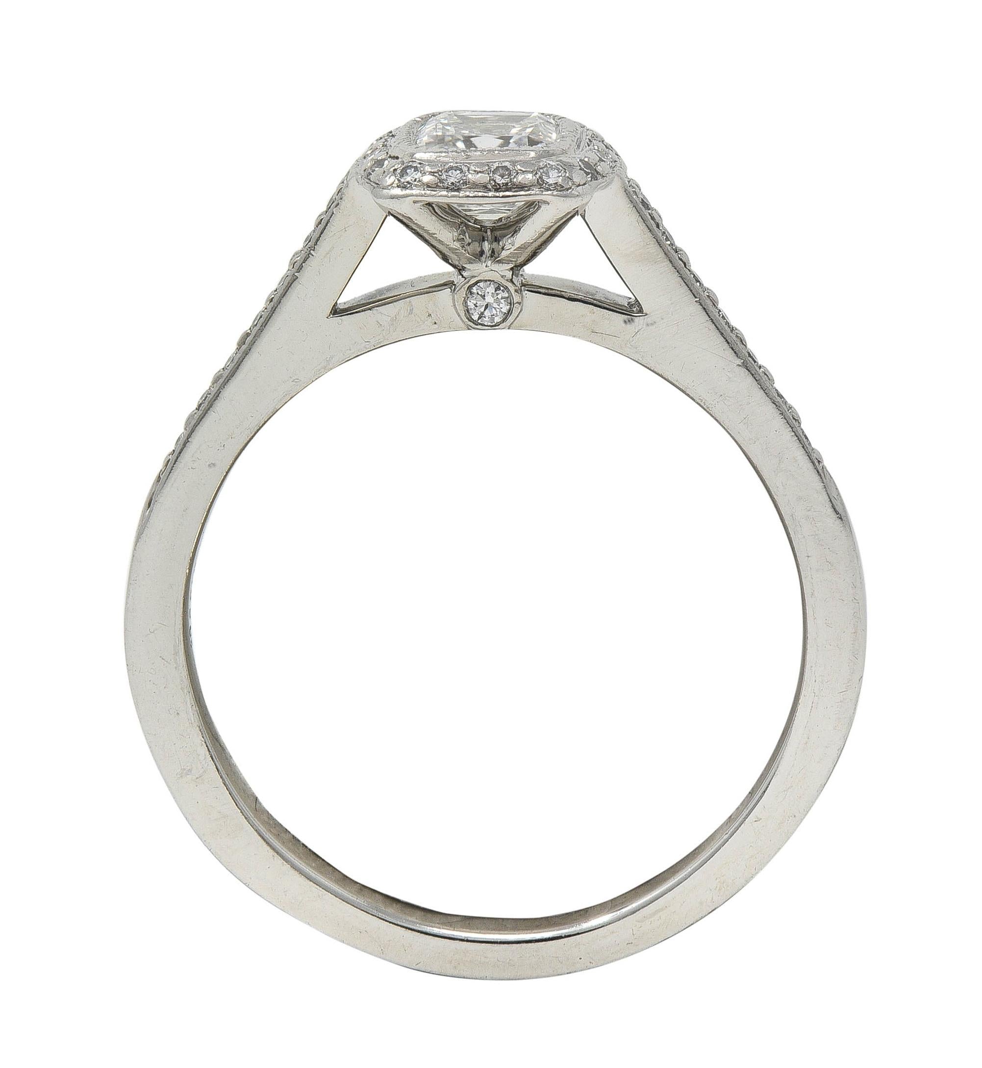 Tiffany & Co 2000's 0.59 CTW Diamond Platinum Legacy Halo Engagement Ring