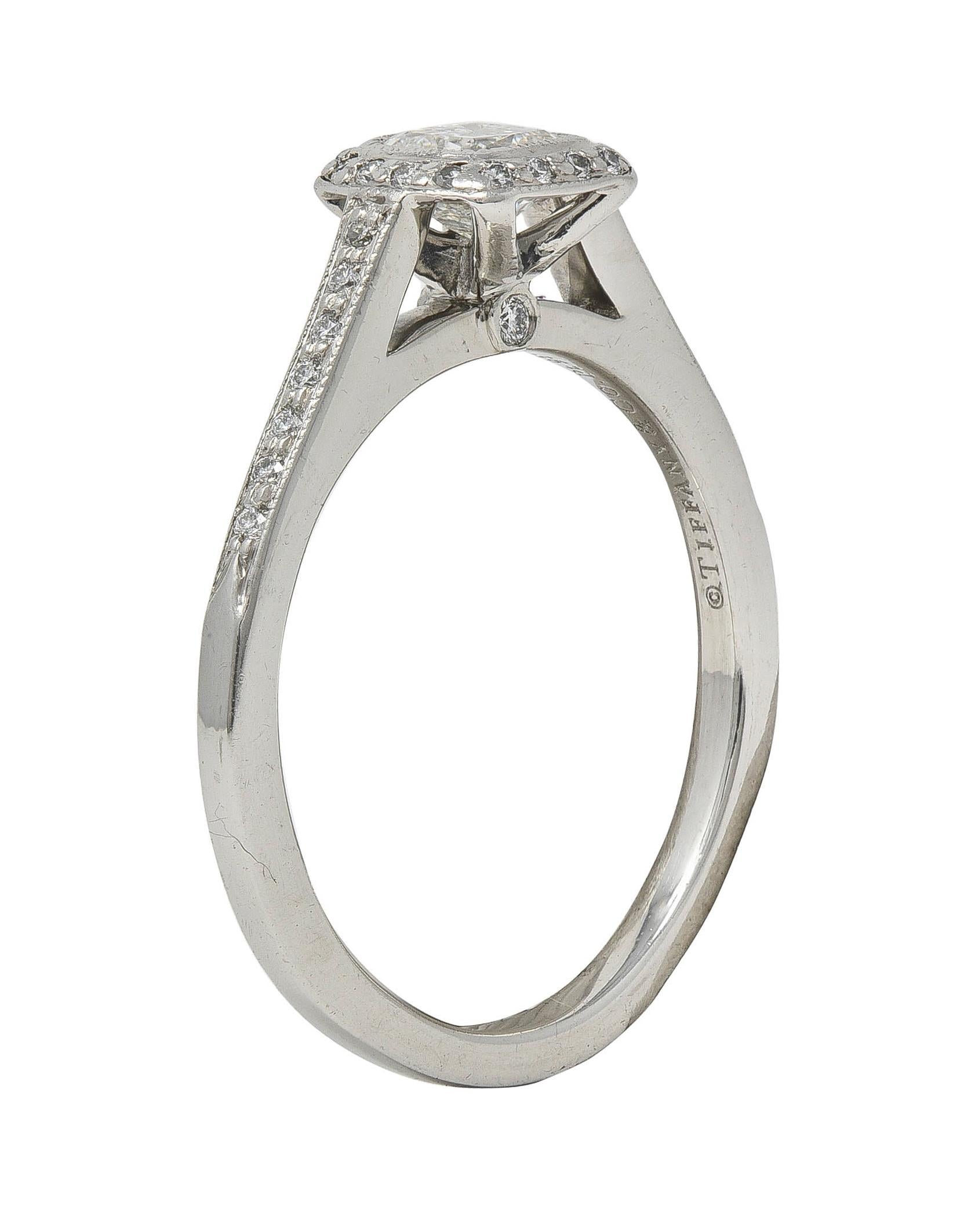 Tiffany & Co 2000's 0.59 CTW Diamond Platinum Legacy Halo Engagement Ring