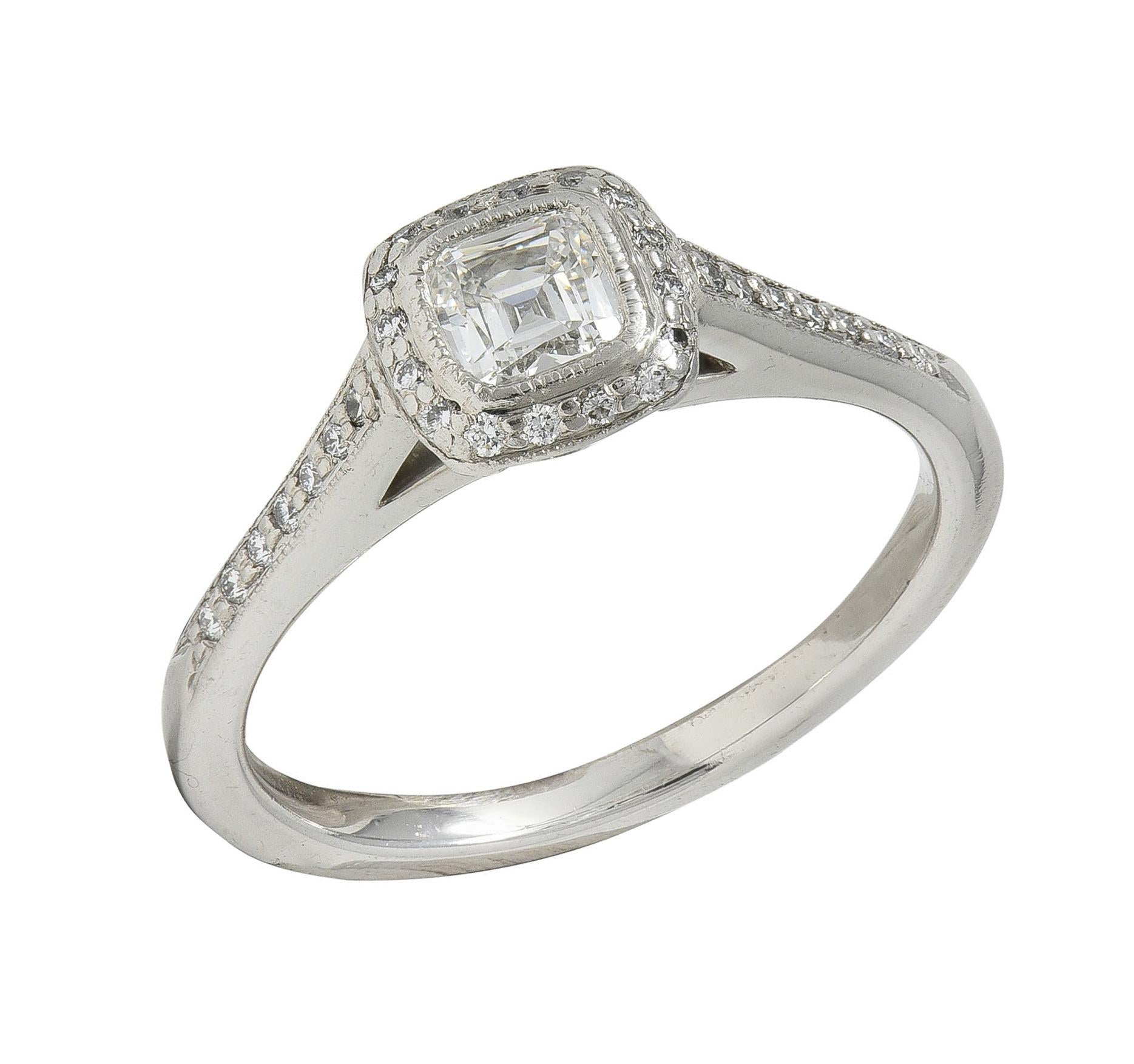 Tiffany & Co 2000's 0.59 CTW Diamond Platinum Legacy Halo Engagement Ring