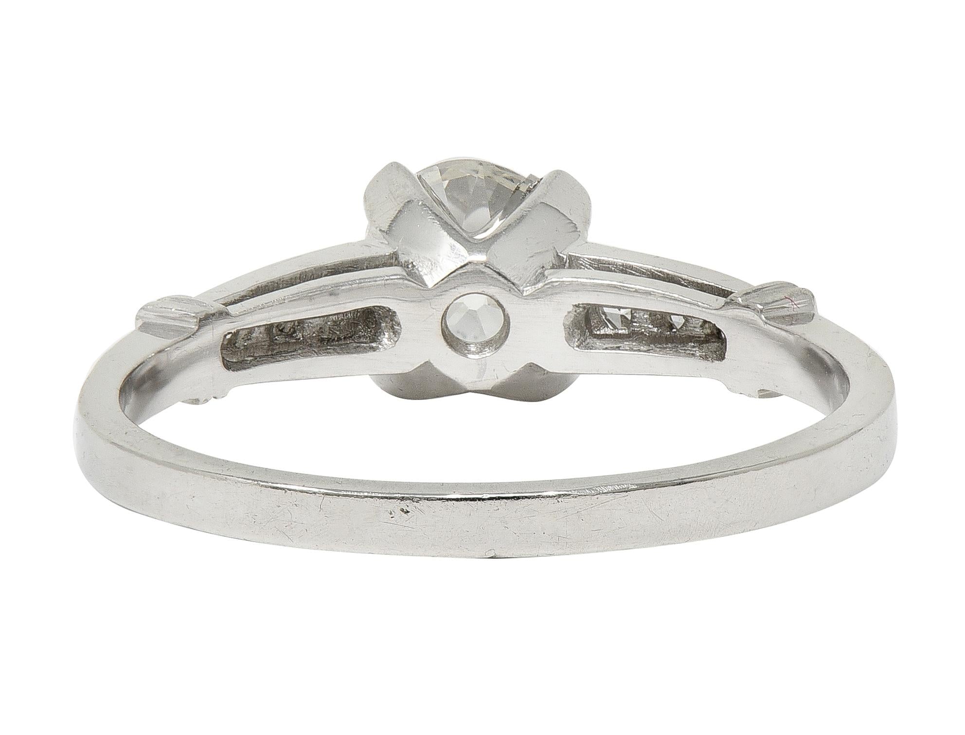 1950's Mid-Century 1.05 CTW Old European Cut Diamond Platinum Engagement Ring