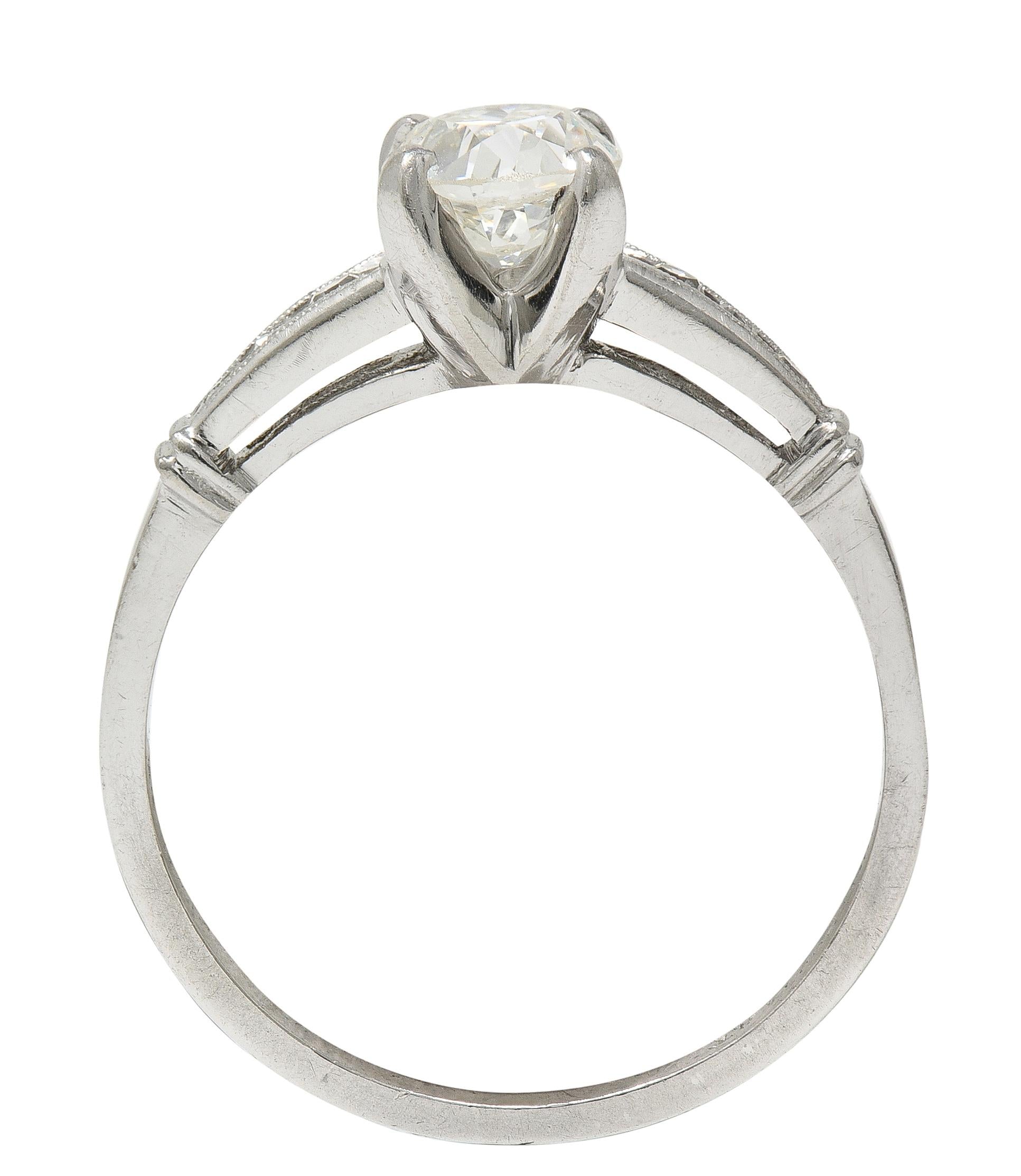 1950's Mid-Century 1.05 CTW Old European Cut Diamond Platinum Engagement Ring