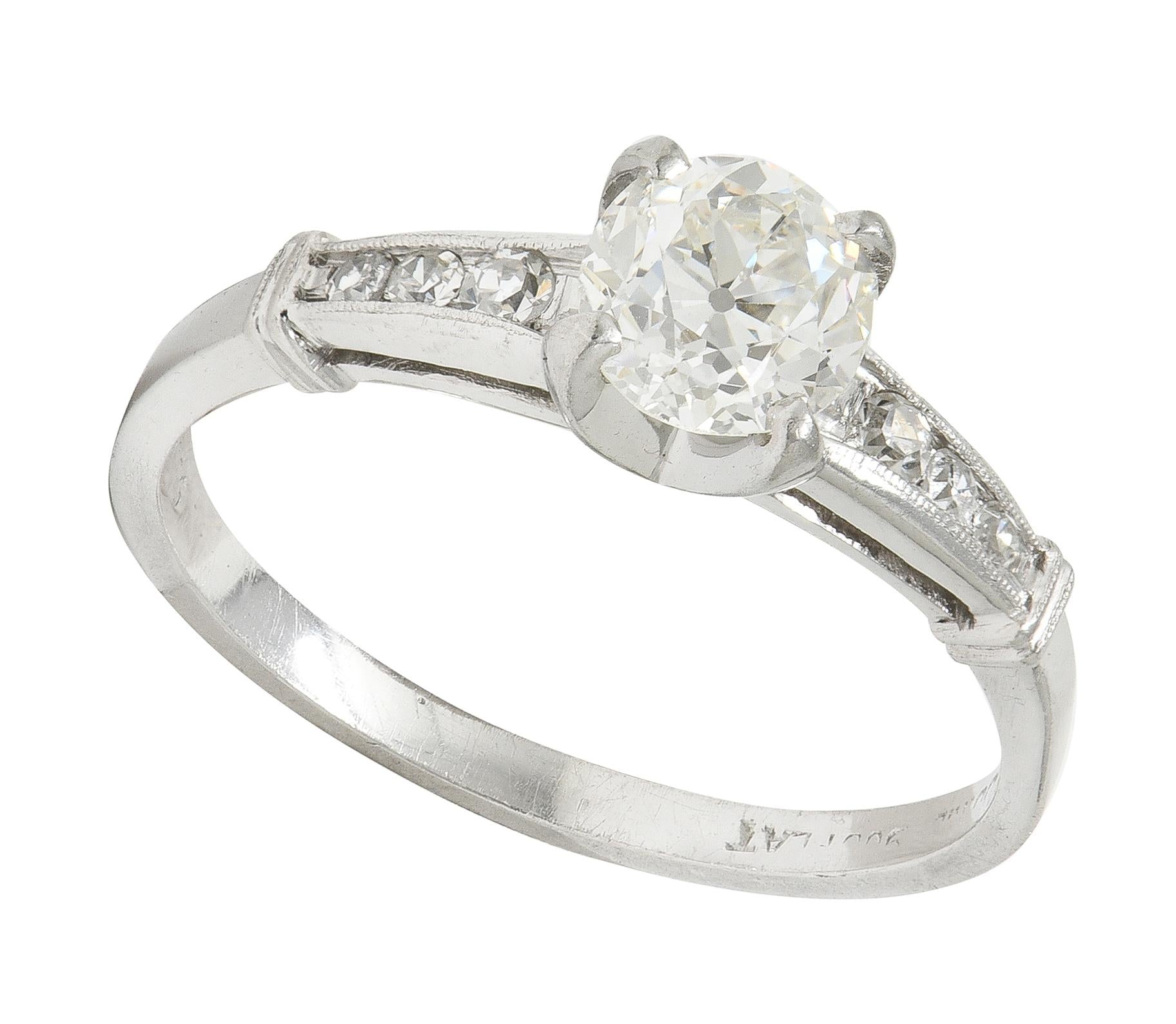 1950's Mid-Century 1.05 CTW Old European Cut Diamond Platinum Engagement Ring