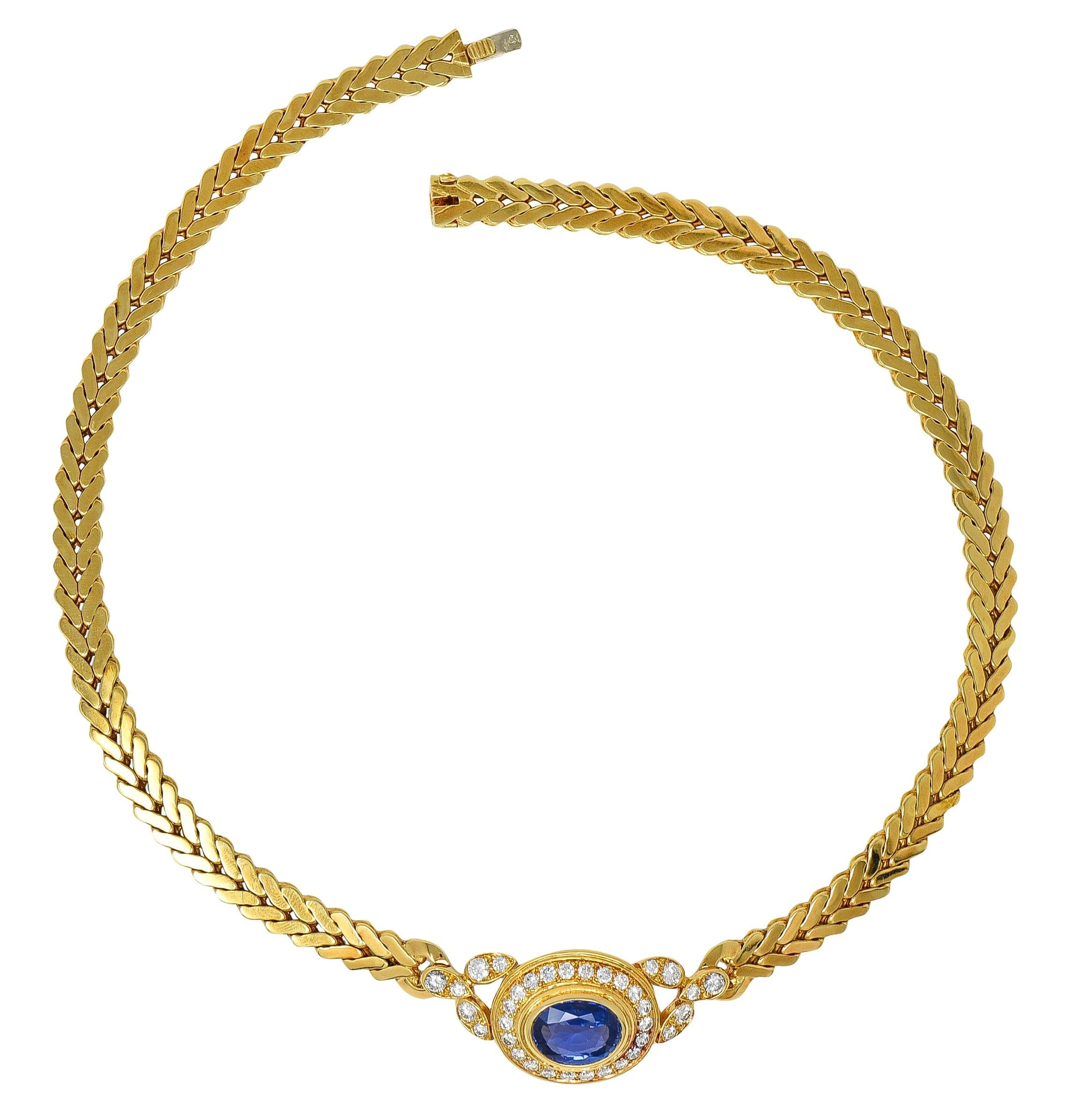 Cartier Paris Georges L'Enfant Ceylon Sapphire Diamond 18K Gold Vintage Necklace