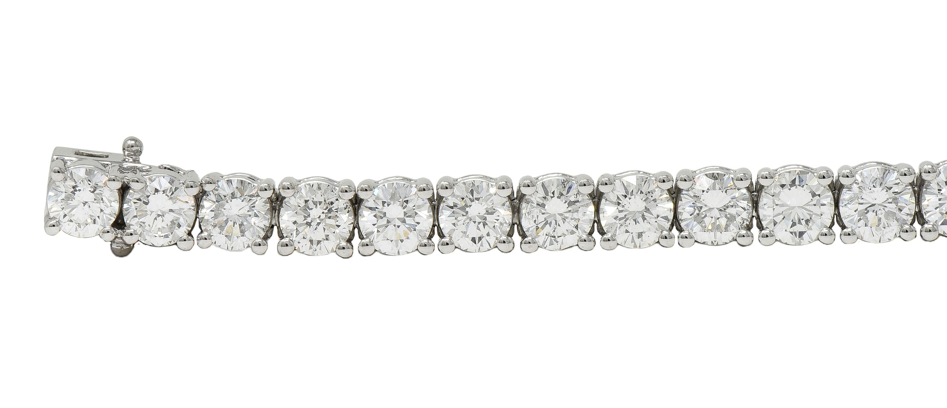 Contemporary 12.37 CTW Round Brilliant Diamond Platinum Tennis Line Bracelet