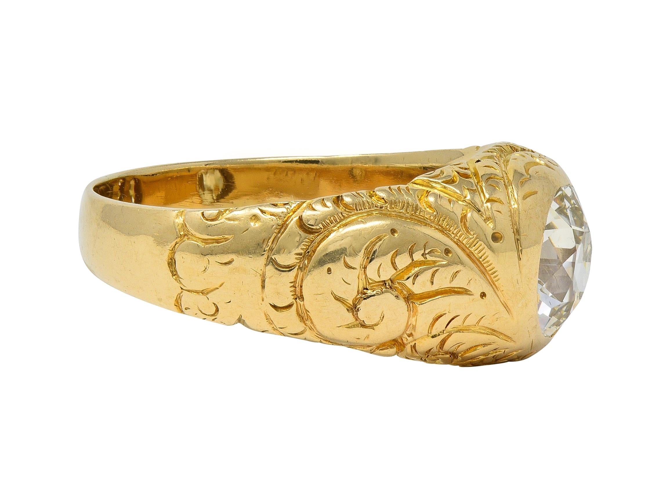Art Nouveau 1.60 CTW Old Mine Cut Diamond 14K Gold Antique Engagement Ring