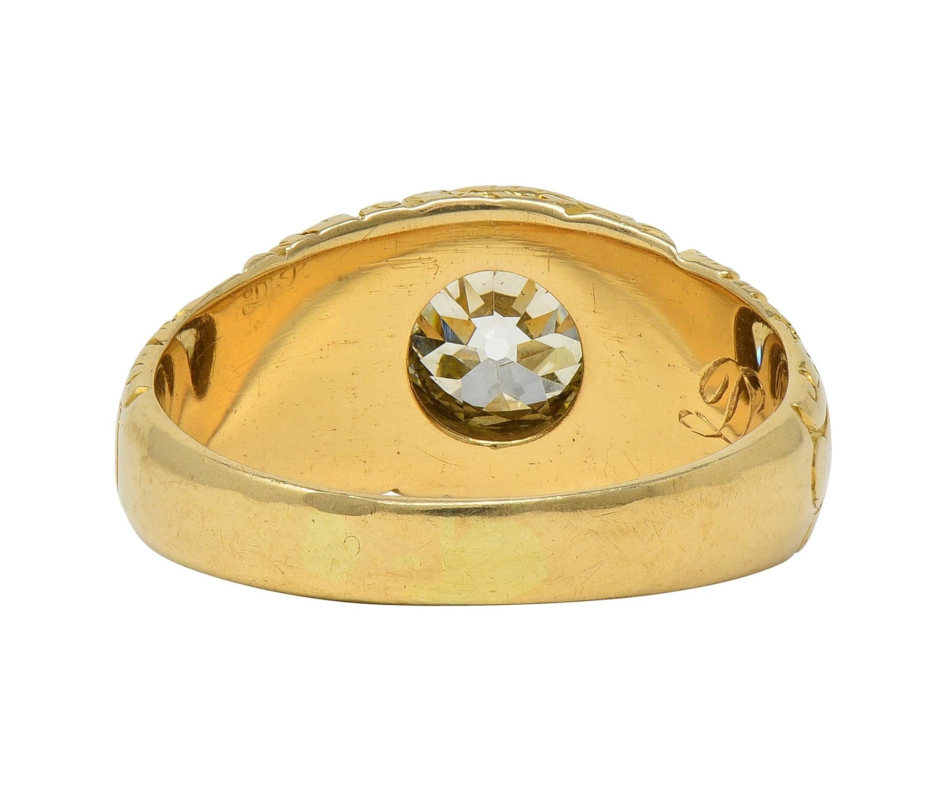 Art Nouveau 1.60 CTW Old Mine Cut Diamond 14K Gold Antique Engagement Ring