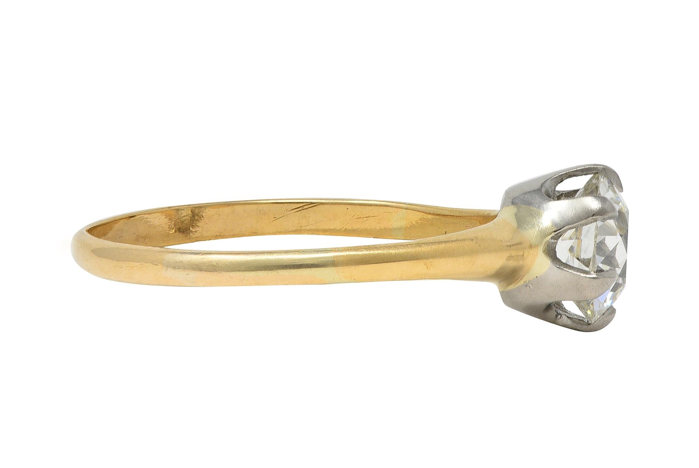 1905 1.22 CTW Diamond Platinum 14K Gold Antique Solitaire Engagement Ring