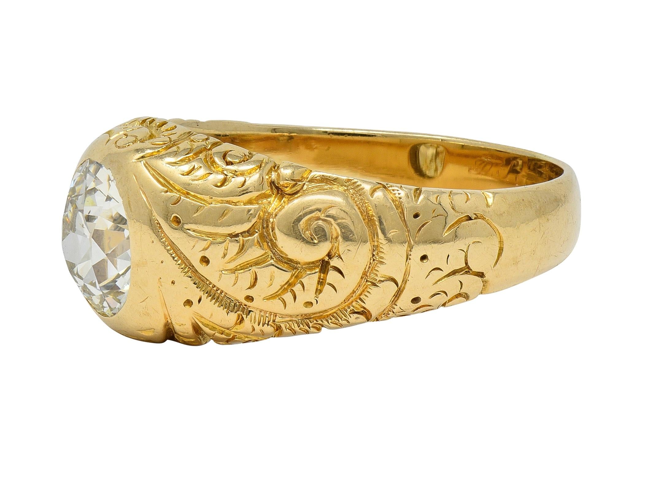 Art Nouveau 1.60 CTW Old Mine Cut Diamond 14K Gold Antique Engagement Ring