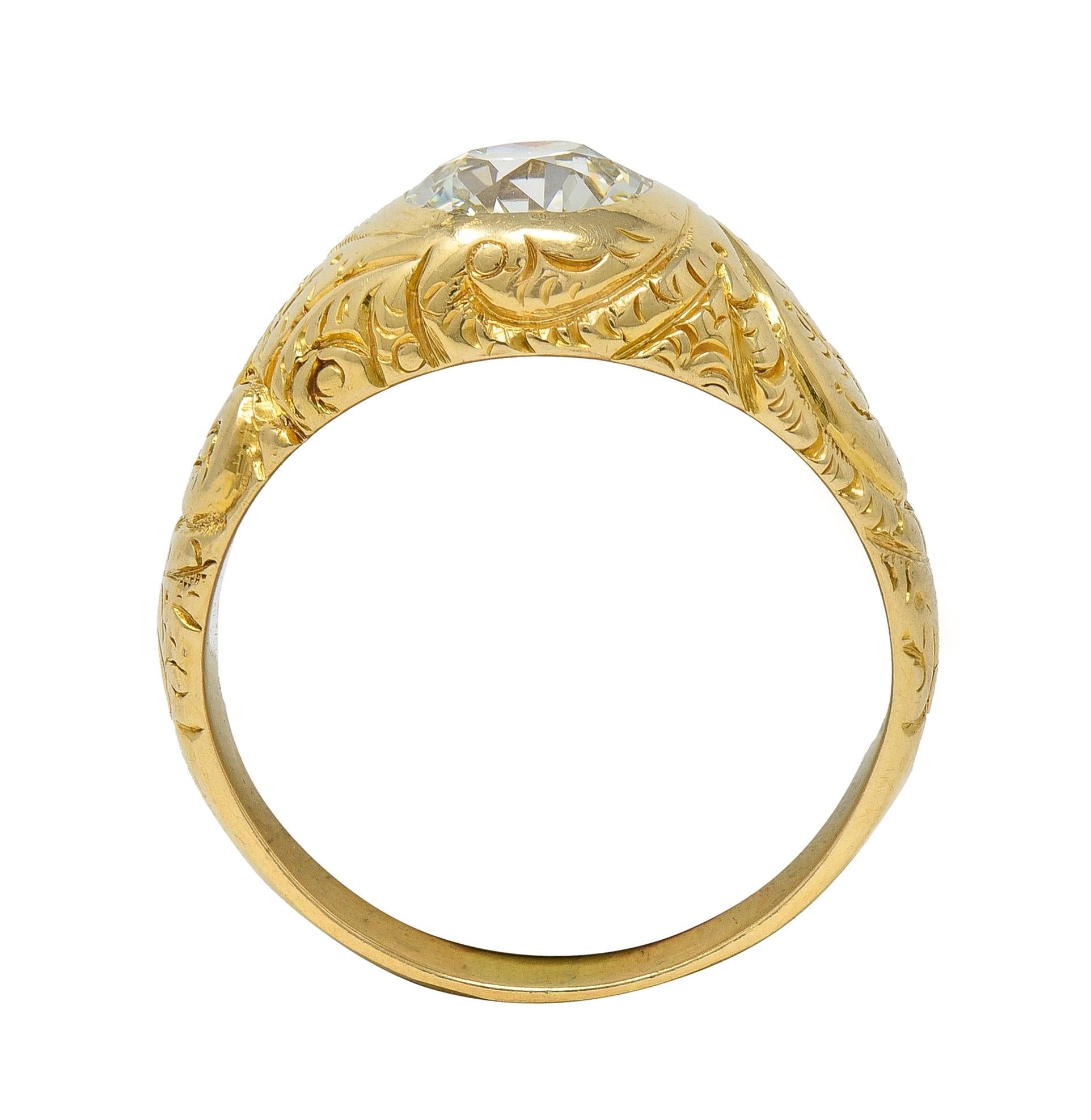 Art Nouveau 1.60 CTW Old Mine Cut Diamond 14K Gold Antique Engagement Ring