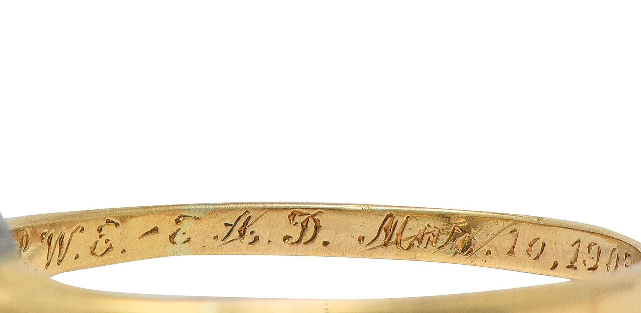 1905 1.22 CTW Diamond Platinum 14K Gold Antique Solitaire Engagement Ring