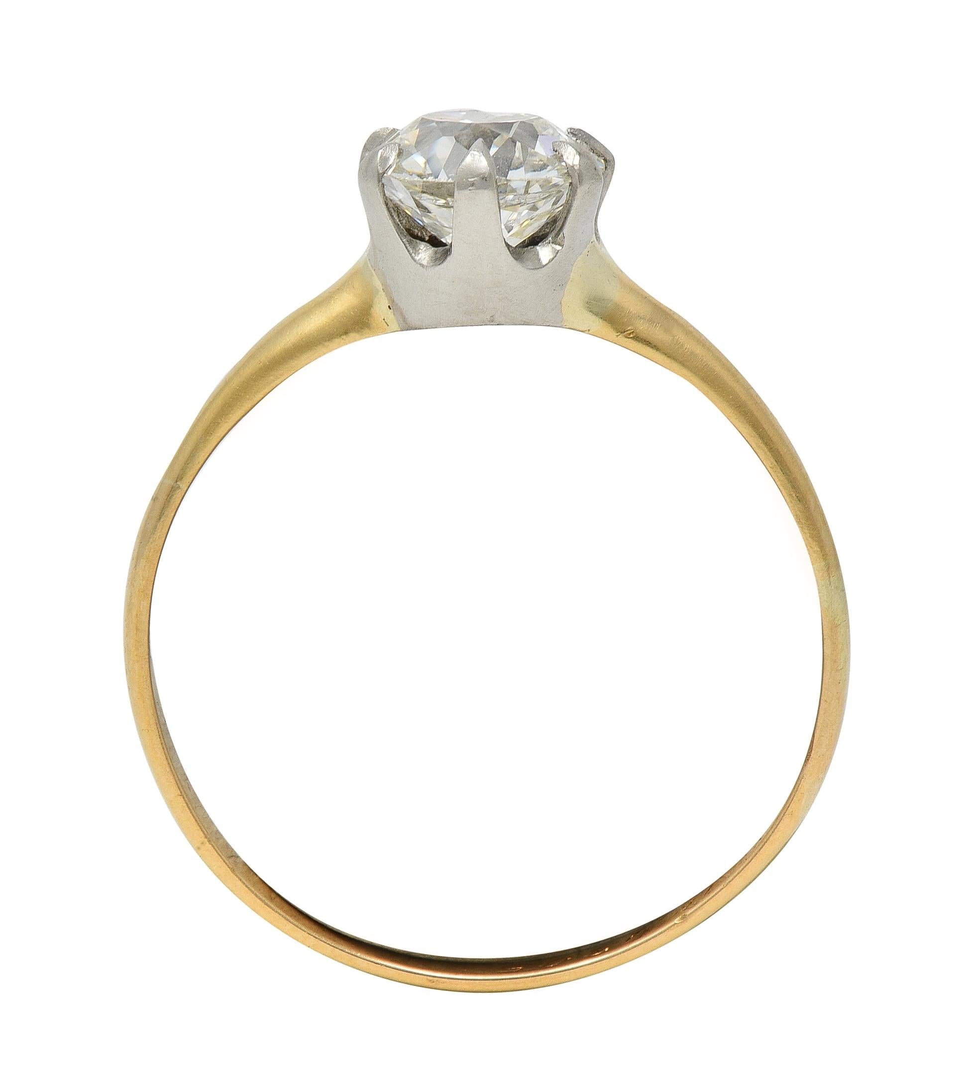 1905 1.22 CTW Diamond Platinum 14K Gold Antique Solitaire Engagement Ring