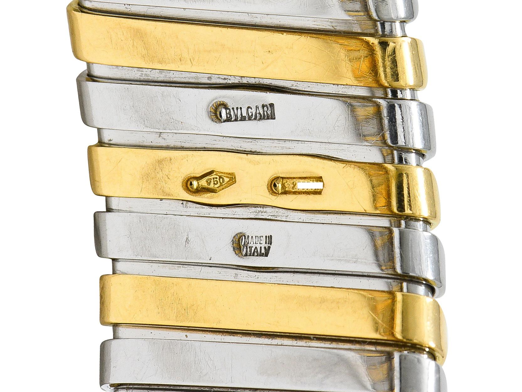 Bulgari 1990's 18 Karat Gold Stainless Steel Tubogas Vintage Cuff Bracelet