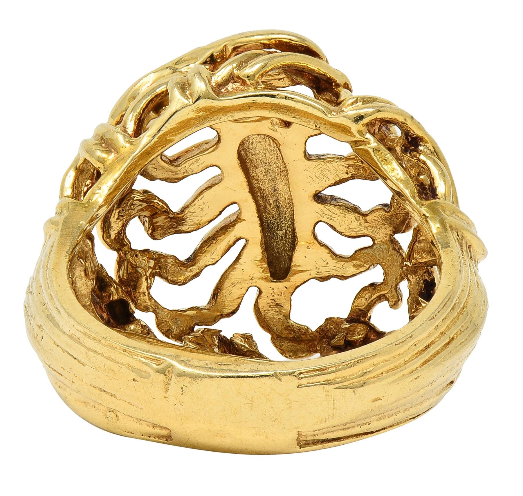 1970's 14 Karat Yellow Gold Vintage Scorpio Zodiac Dome Ring