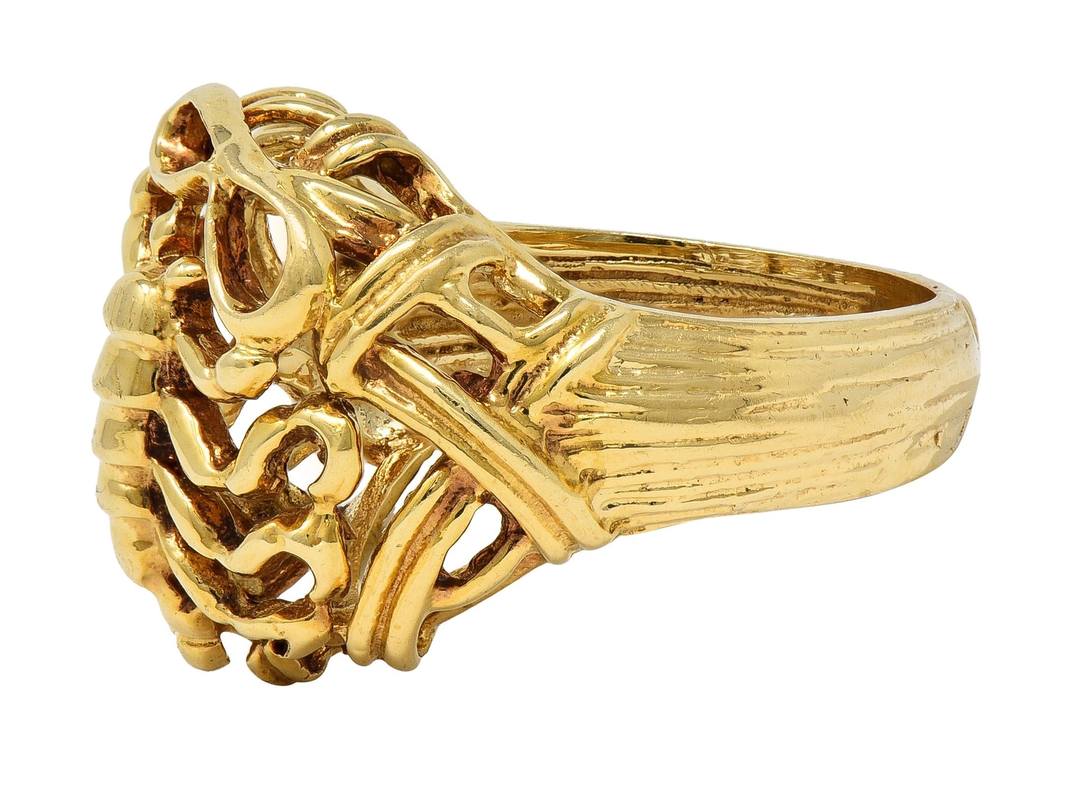 1970's 14 Karat Yellow Gold Vintage Scorpio Zodiac Dome Ring