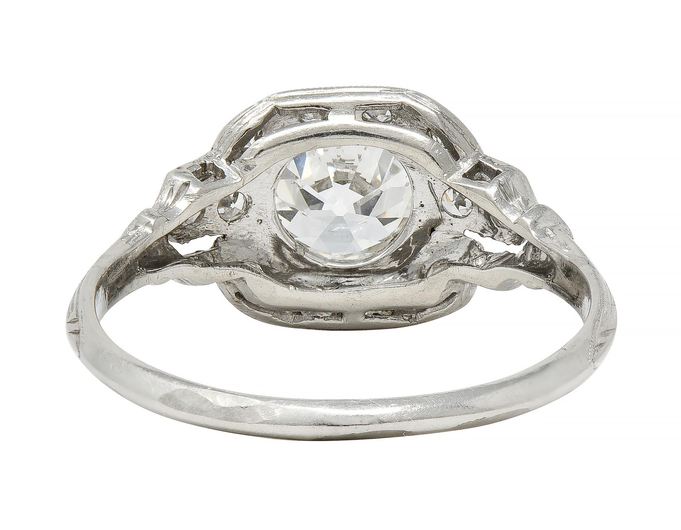 Art Deco 1.40 CTW OEC Diamond Platinum Vintage Bombé Engagement Ring GIA