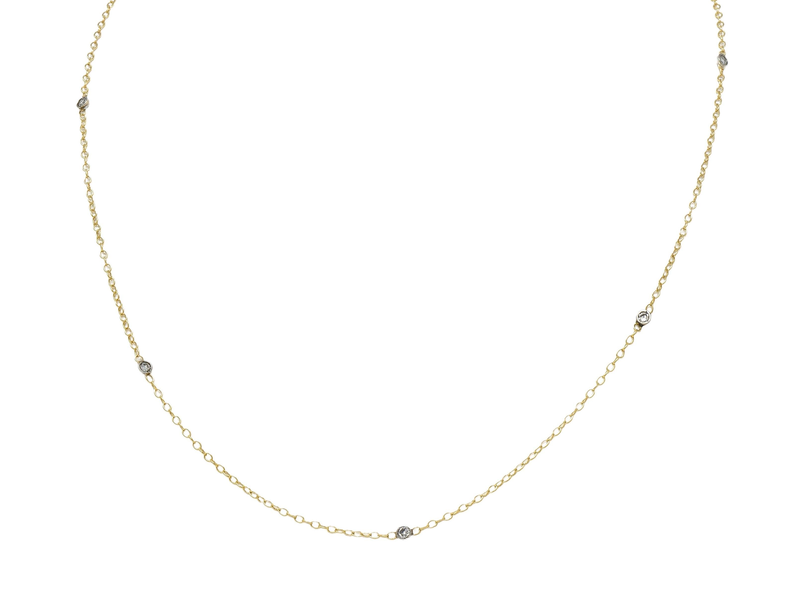 Erté 2002 0.56 CTW Diamond 14K Two-Tone Gold Alphabet J Lady Brooch Necklace