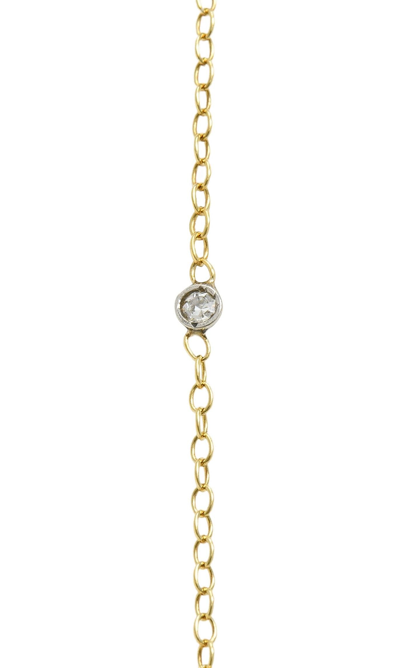 Erté 2002 0.56 CTW Diamond 14K Two-Tone Gold Alphabet J Lady Brooch Necklace