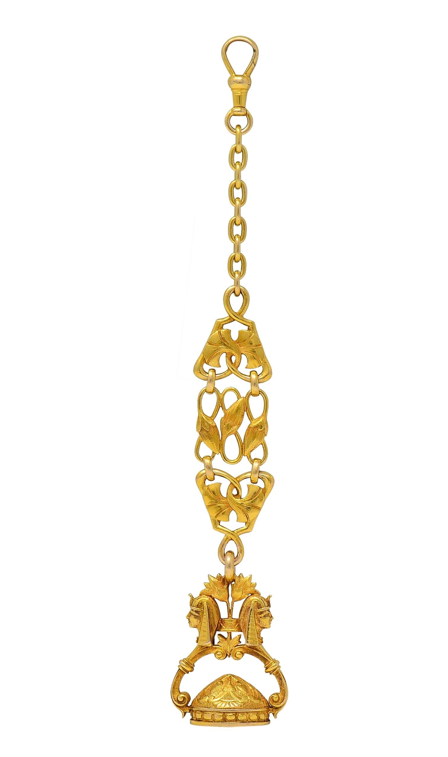 Carter Gough & Co. Egyptian Revival Art Nouveau 14K Gold Antique Fob Pendant