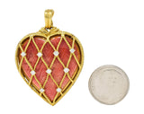 Victor Mayer Diamond Enamel 18 Karat Yellow Gold Vintage Heart Locket Pendant