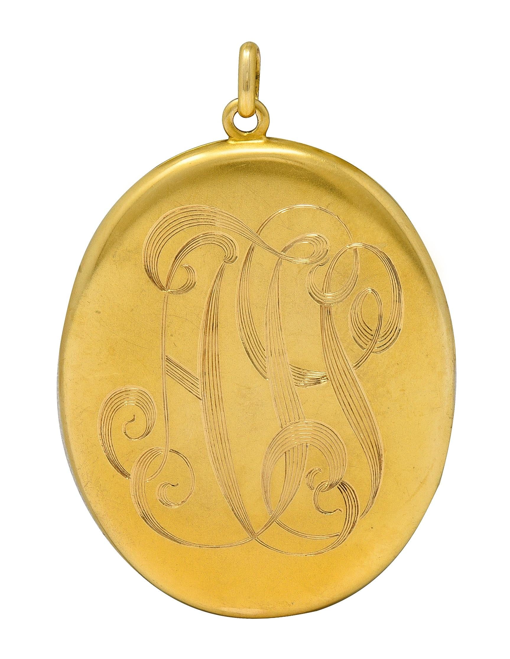 Art Nouveau Diamond 14 Karat Yellow Gold Antique Lady Locket Pendant