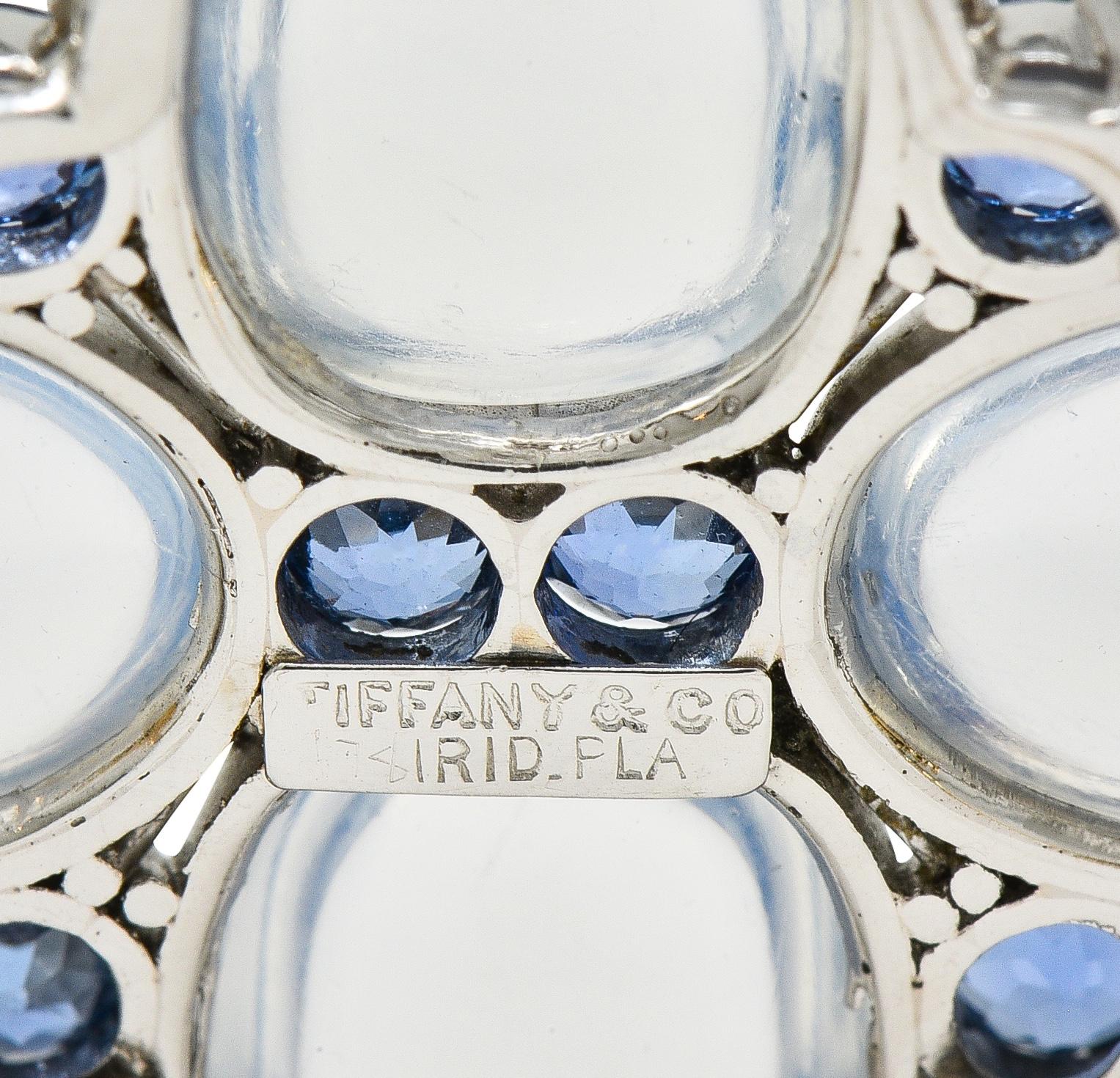 Louis Comfort Tiffany & Co. Art Deco Sapphire Moonstone Platinum Vintage Brooch