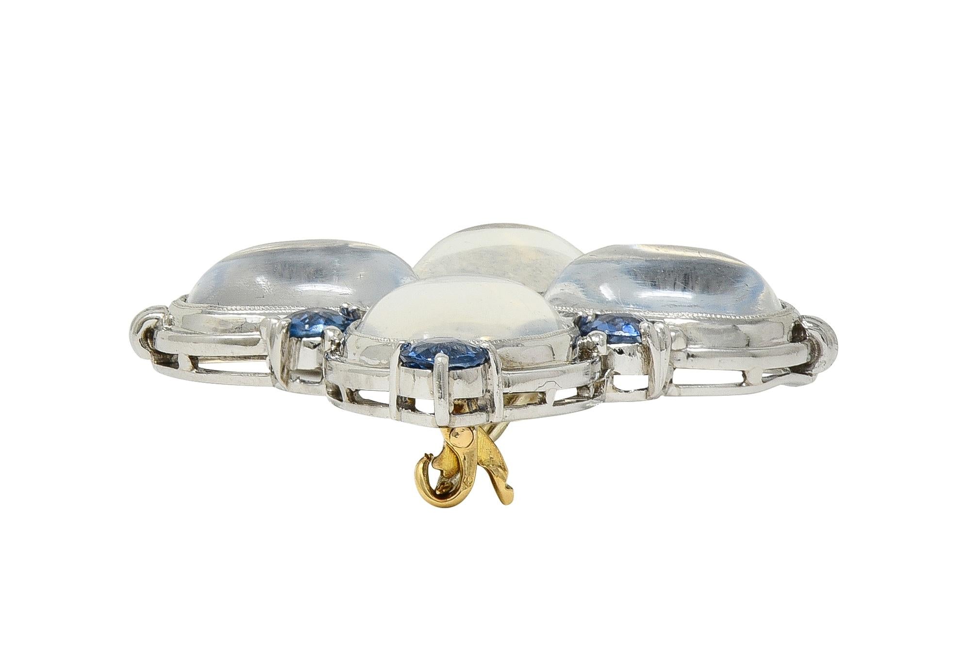 Louis Comfort Tiffany & Co. Art Deco Sapphire Moonstone Platinum Vintage Brooch