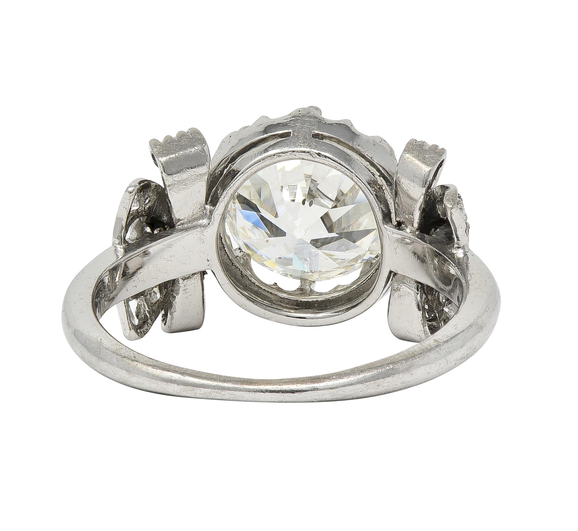 Mid-Century 2.00 CTW Diamond Platinum Vintage Bow Engagement Ring