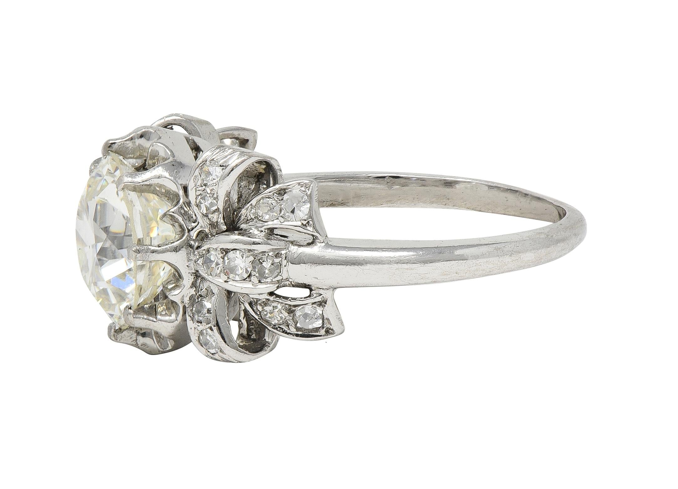 Mid-Century 2.00 CTW Diamond Platinum Vintage Bow Engagement Ring