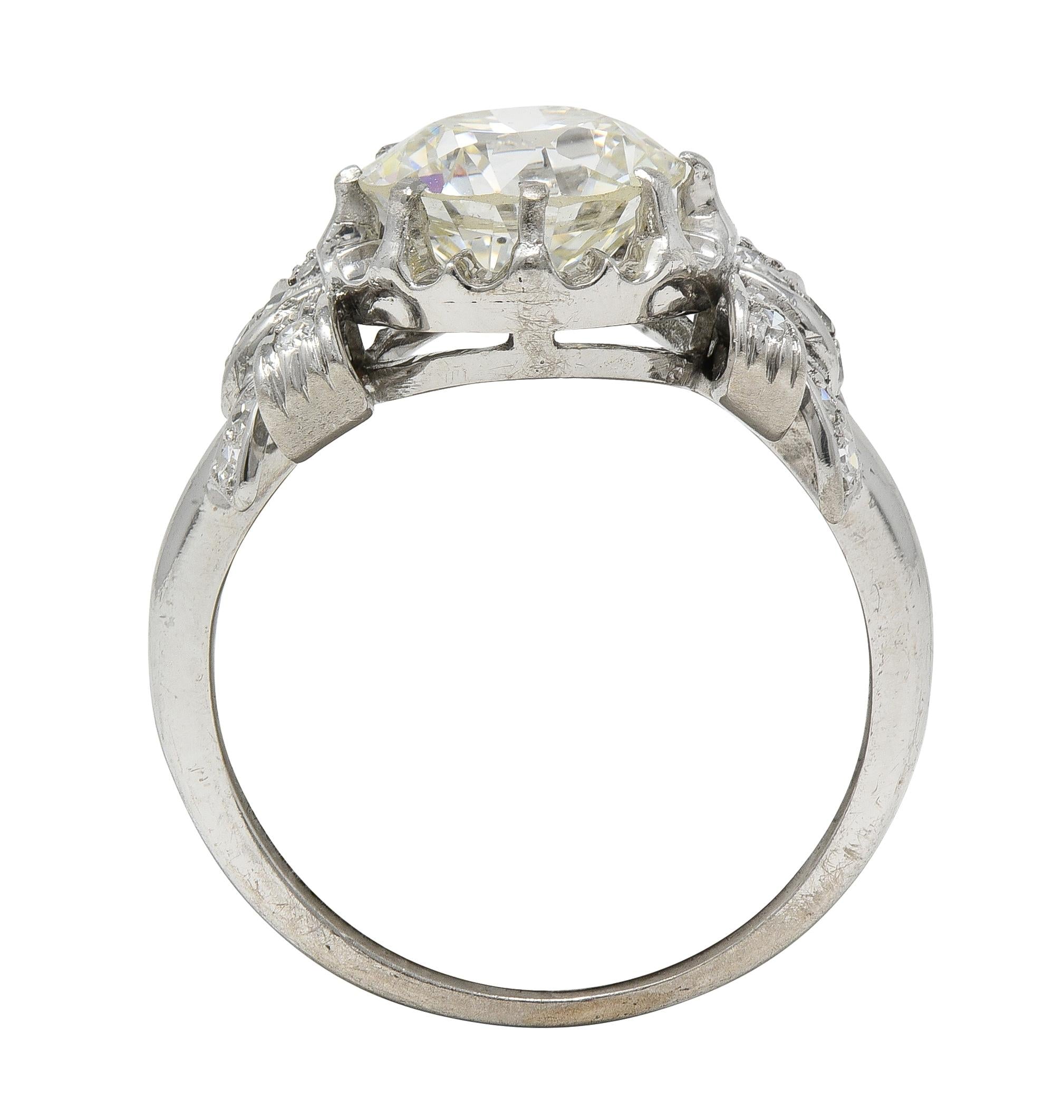 Mid-Century 2.00 CTW Diamond Platinum Vintage Bow Engagement Ring