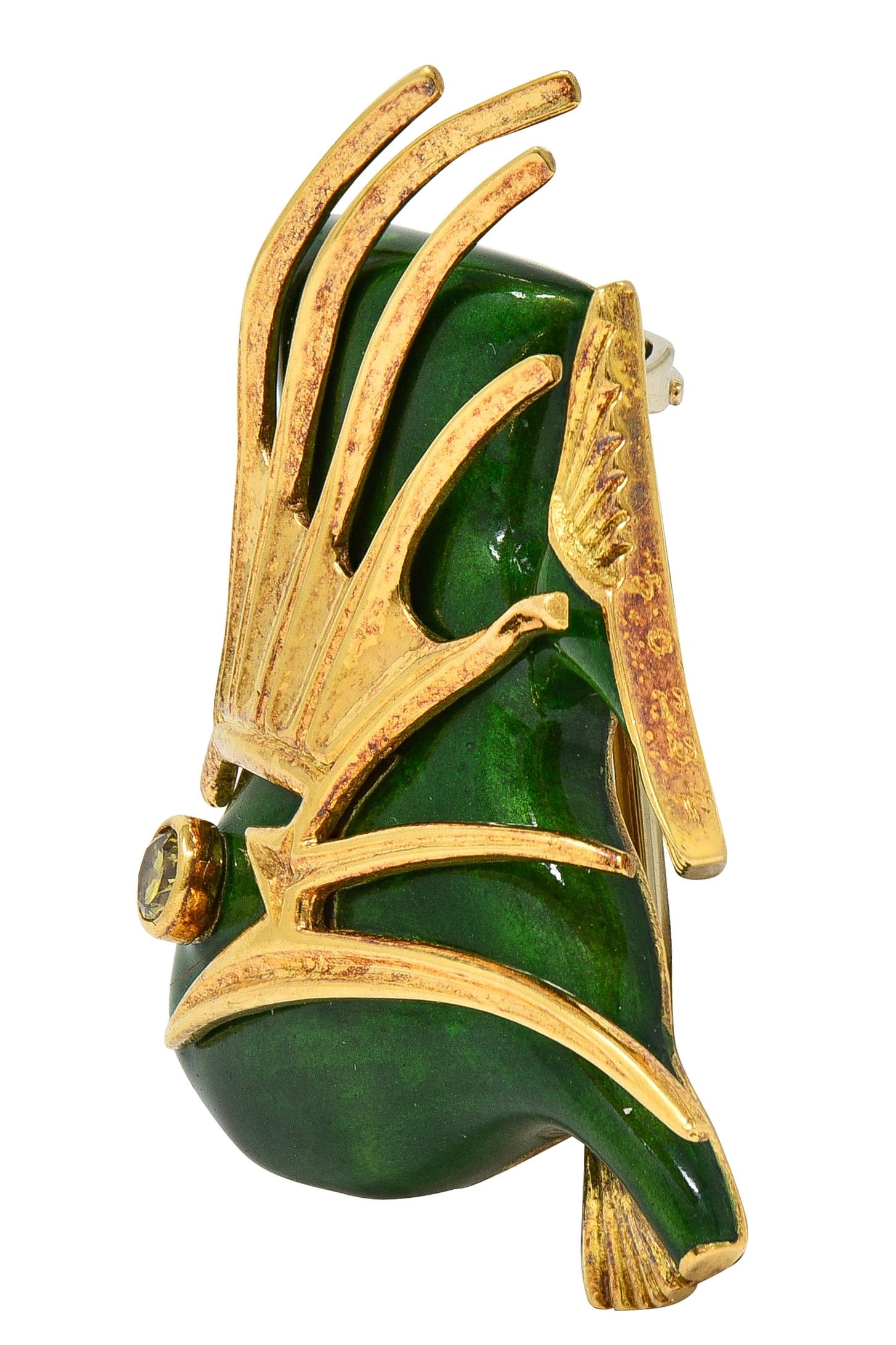Cartier French 1960's Diamond Enamel 18K Gold Vintage Tropical Fish Brooch