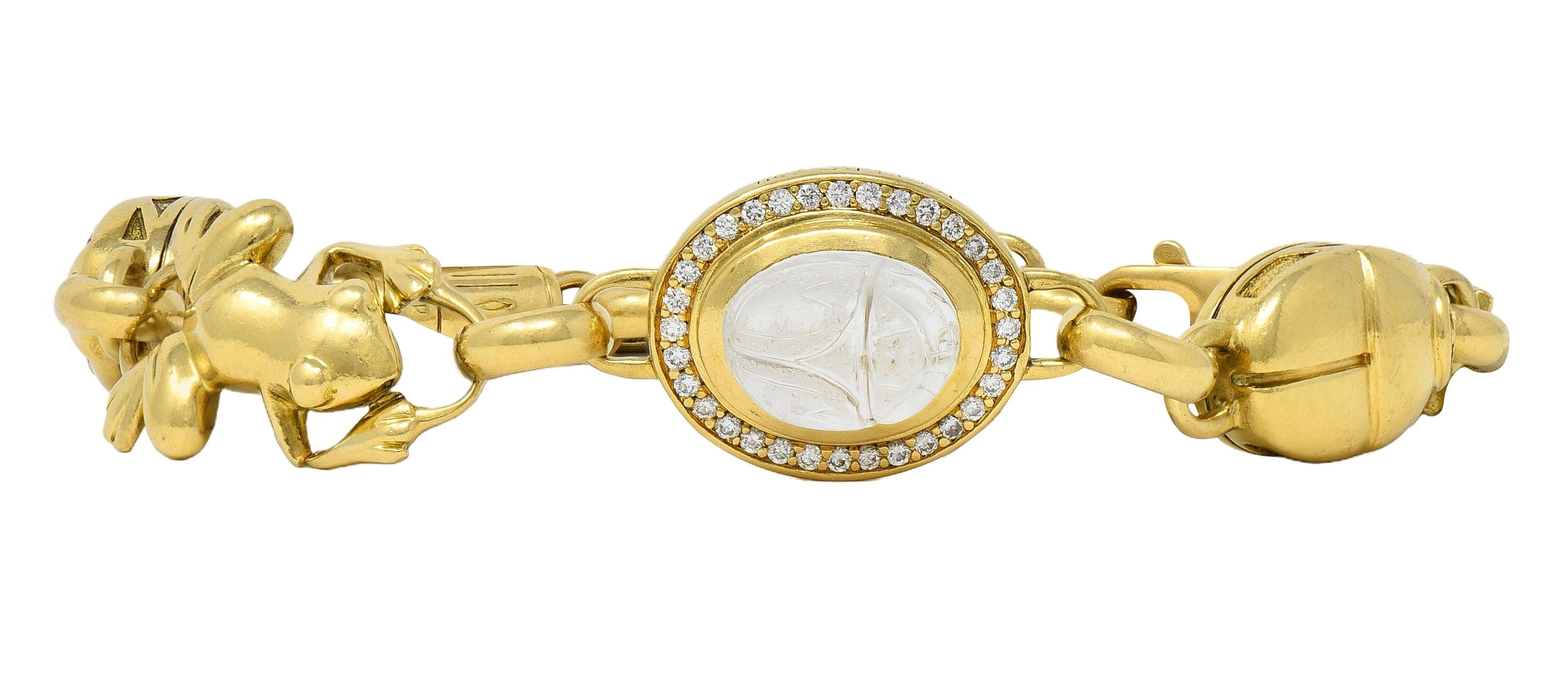Robert Clerc Contemporary Diamond Quartz 18K Yellow Gold Egyptian Bracelet