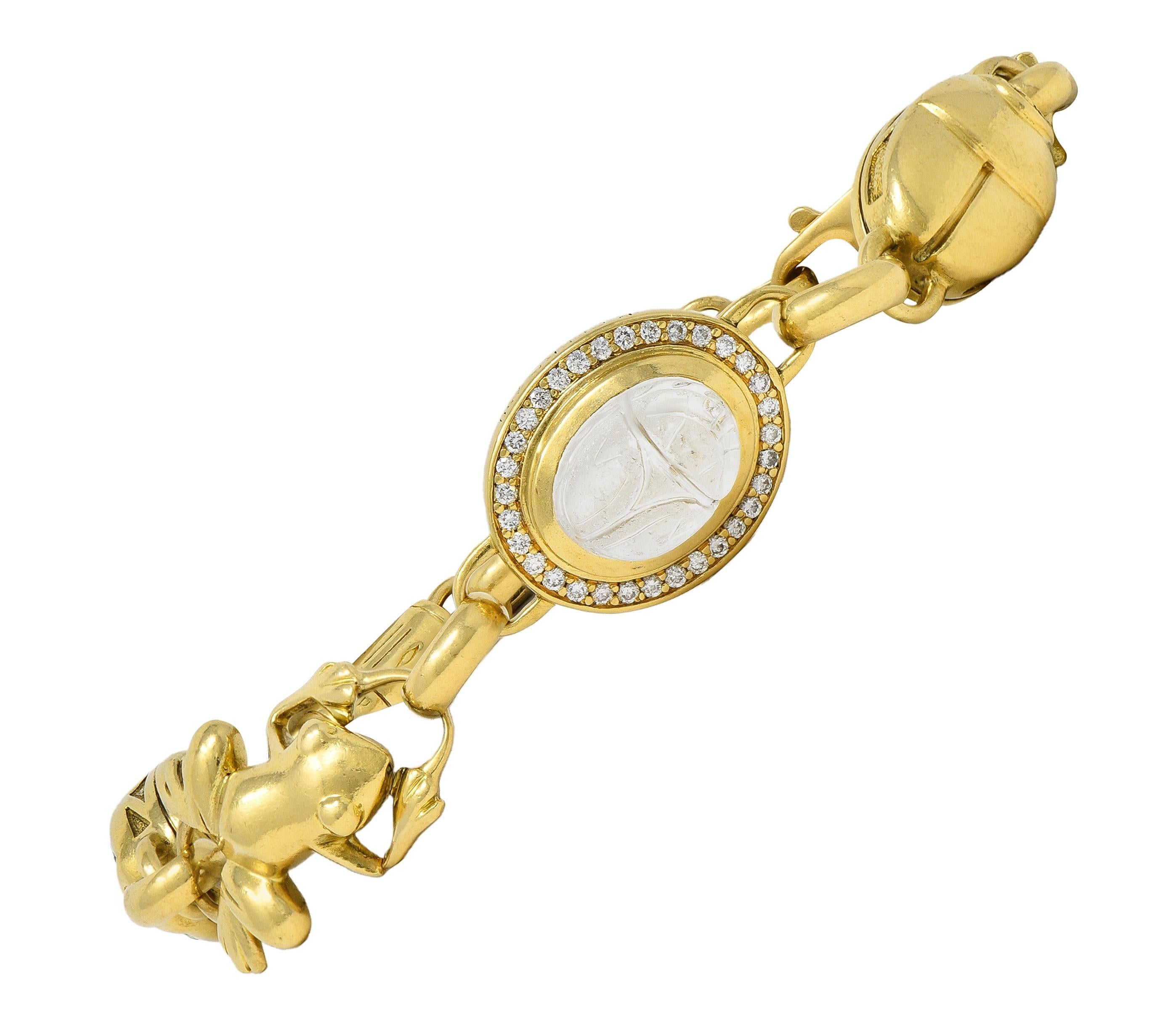 Robert Clerc Contemporary Diamond Quartz 18K Yellow Gold Egyptian Bracelet