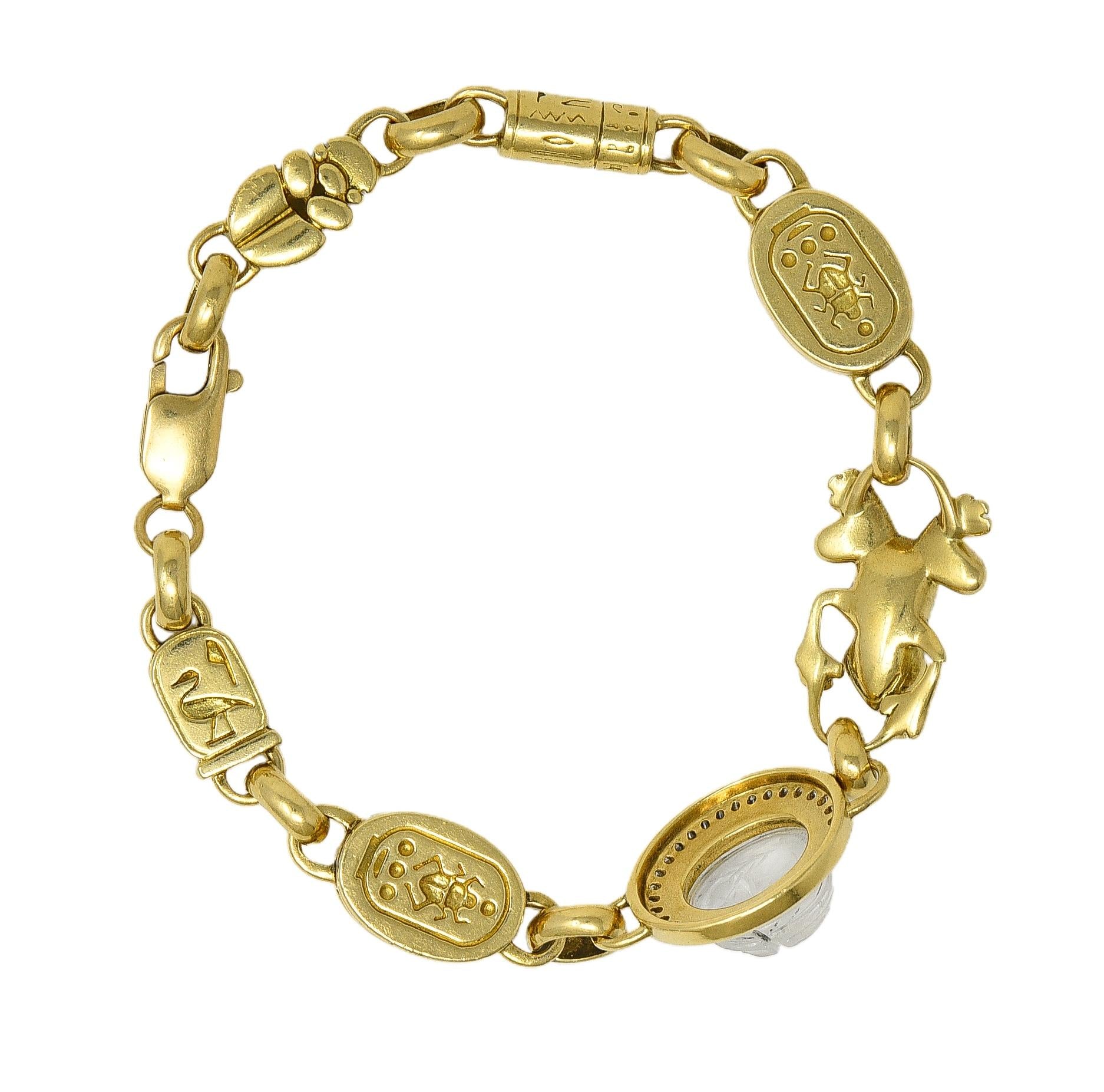 Robert Clerc Contemporary Diamond Quartz 18K Yellow Gold Egyptian Bracelet