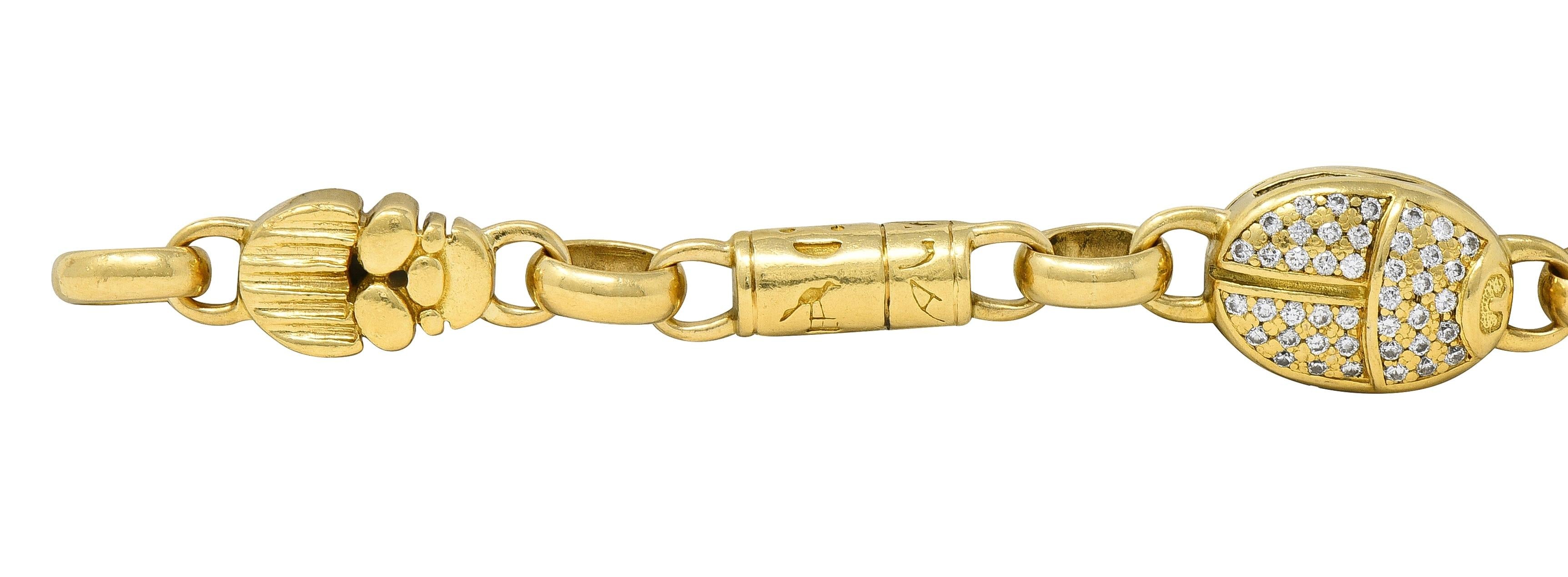 Robert Clerc Contemporary Diamond Quartz 18K Yellow Gold Egyptian Bracelet
